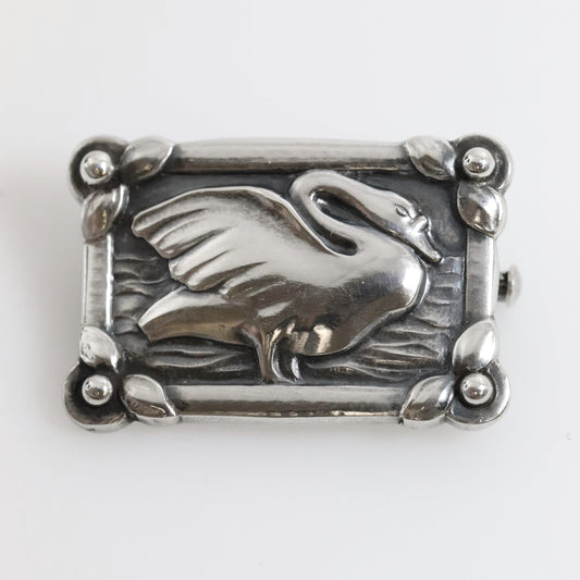 Vintage Georg Jensen Jewelry | Art Nouveau Petite Swan Pin 213A - Carmel Fine Silver Jewelry