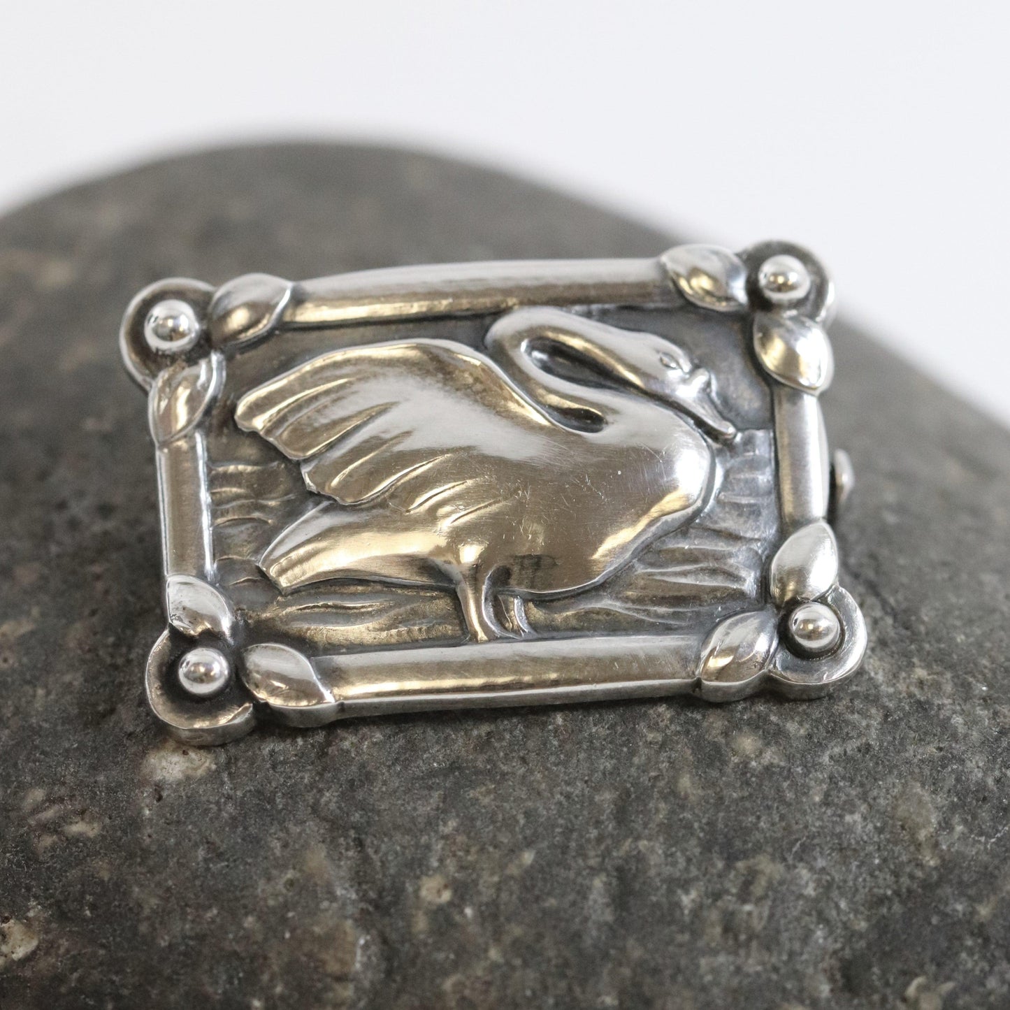 Vintage Georg Jensen Jewelry | Art Nouveau Petite Swan Pin 213A - Carmel Fine Silver Jewelry