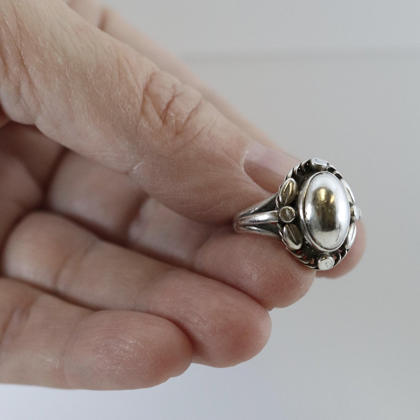 Vintage Georg Jensen Jewelry | Art Nouveau Silver Cabochon Ring 1A - Carmel Fine Silver Jewelry