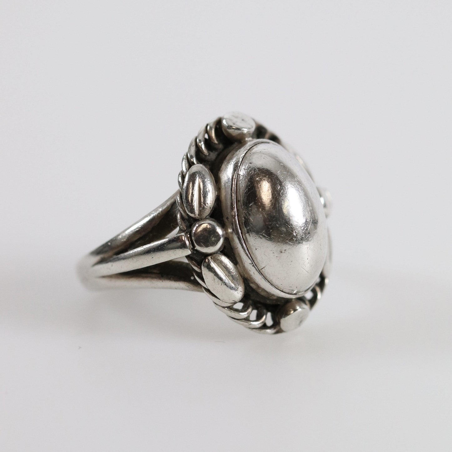 Vintage Georg Jensen Jewelry | Art Nouveau Silver Cabochon Ring 1A - Carmel Fine Silver Jewelry