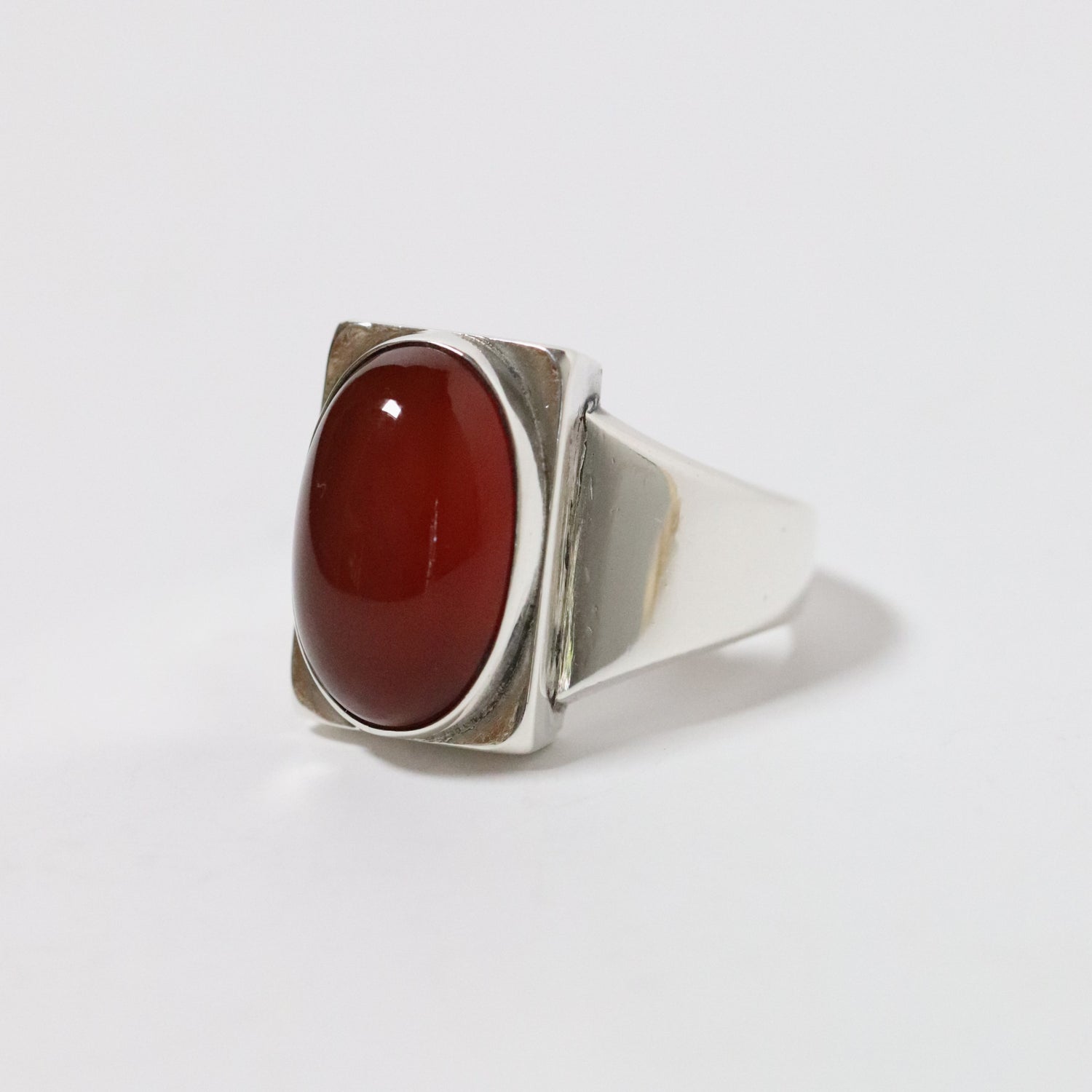 Vintage Georg Jensen Jewelry | Carnelian Cabochon Modernist Ring 84A Denmark (US 8 1/4) - Carmel FSJ
