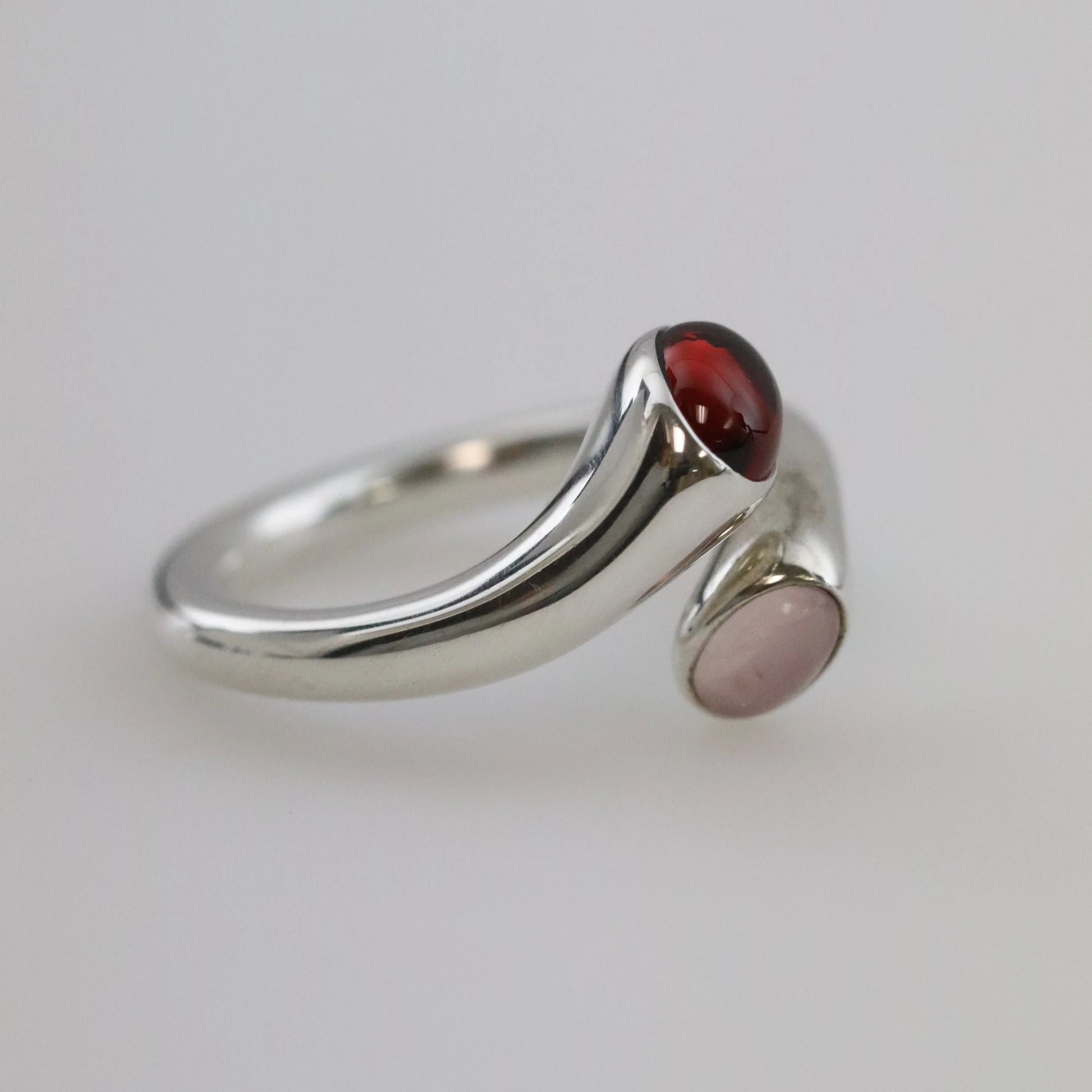 Vintage Georg Jensen Jewelry | Carnival Ring with Garnet and Quartz 263 (US Size 7 3/4) - Carmel Fine Silver Jewelry