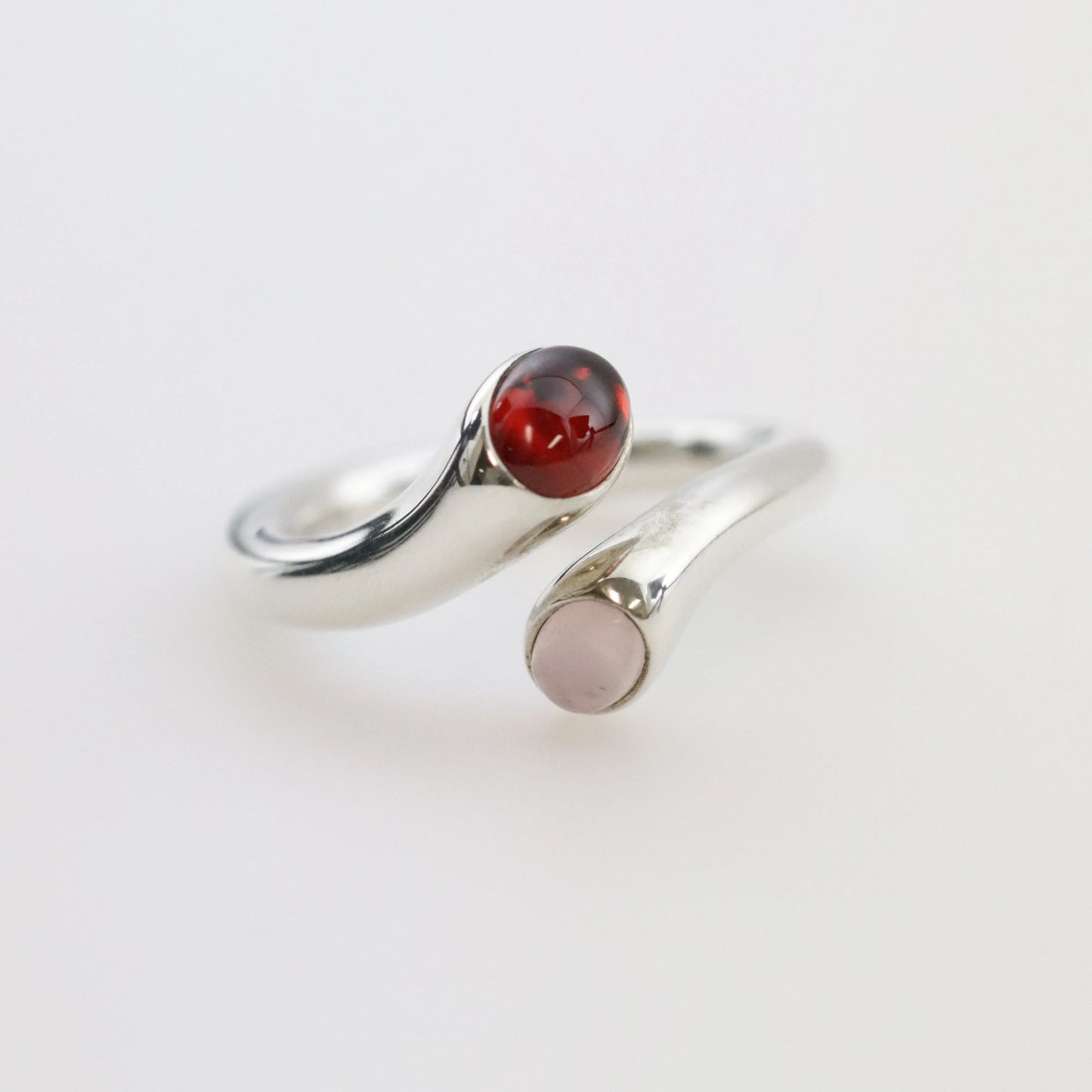 Vintage Georg Jensen Jewelry | Carnival Ring with Garnet and Quartz 263 (US Size 7 3/4) - Carmel Fine Silver Jewelry