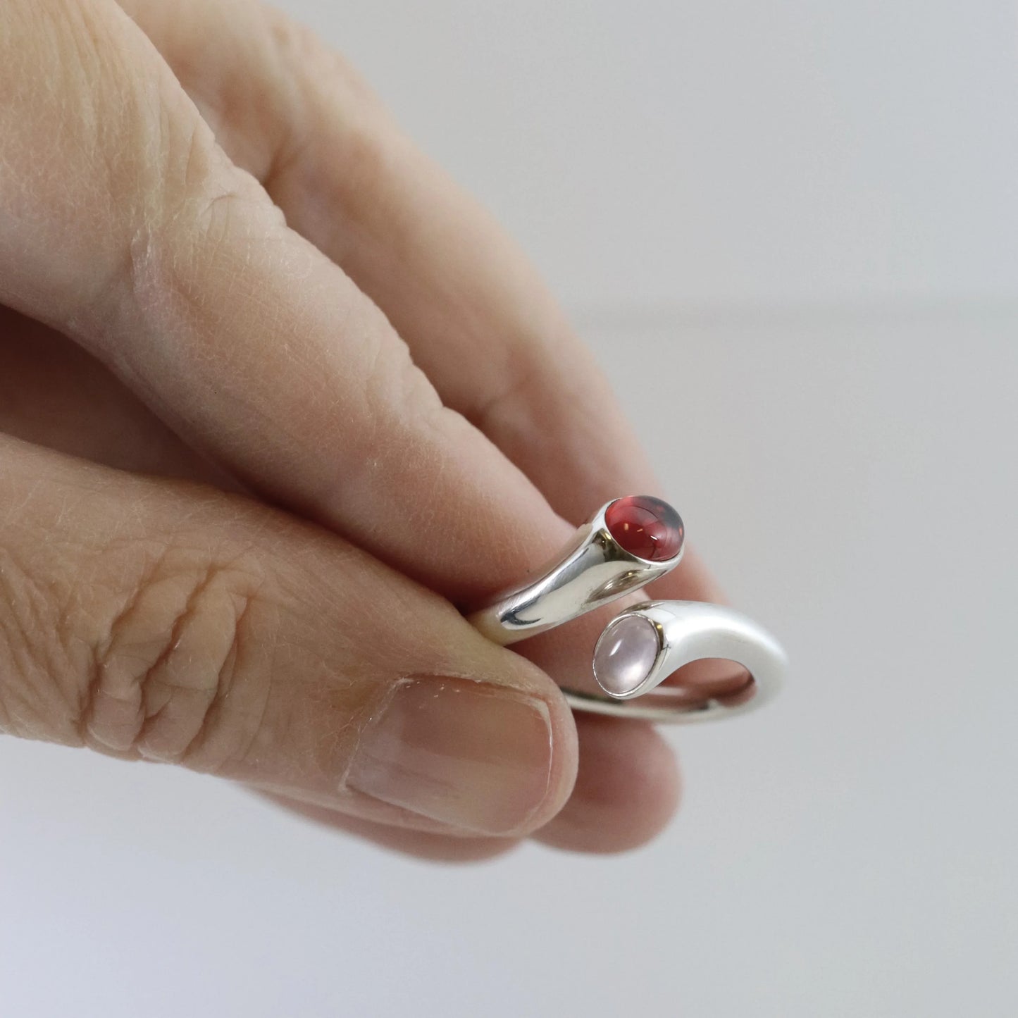 Vintage Georg Jensen Jewelry | Carnival Ring with Garnet and Quartz 263 (US Size 7 3/4) - Carmel Fine Silver Jewelry