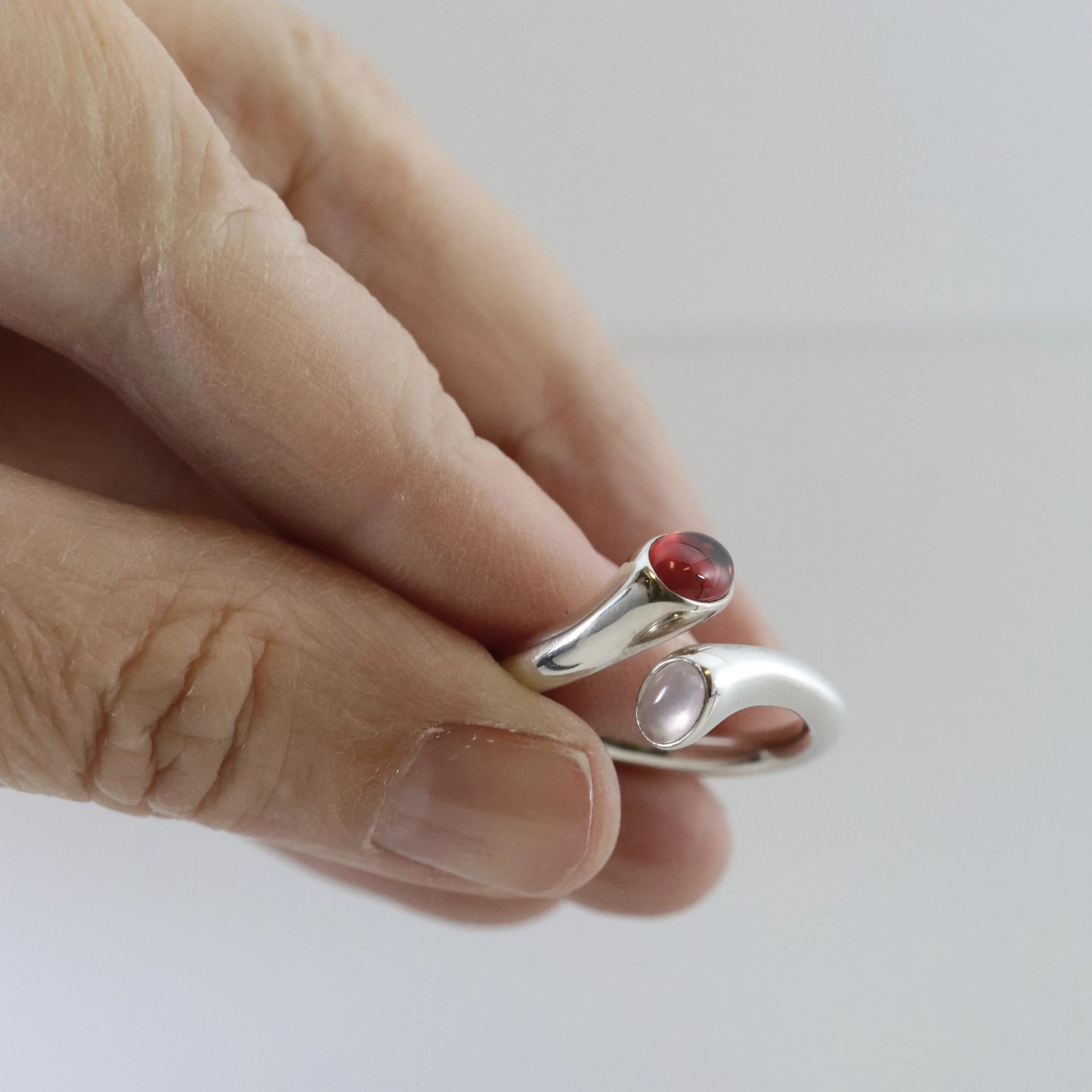 Vintage Georg Jensen Jewelry | Carnival Ring with Garnet and Quartz 263 (US Size 7 3/4) - Carmel Fine Silver Jewelry