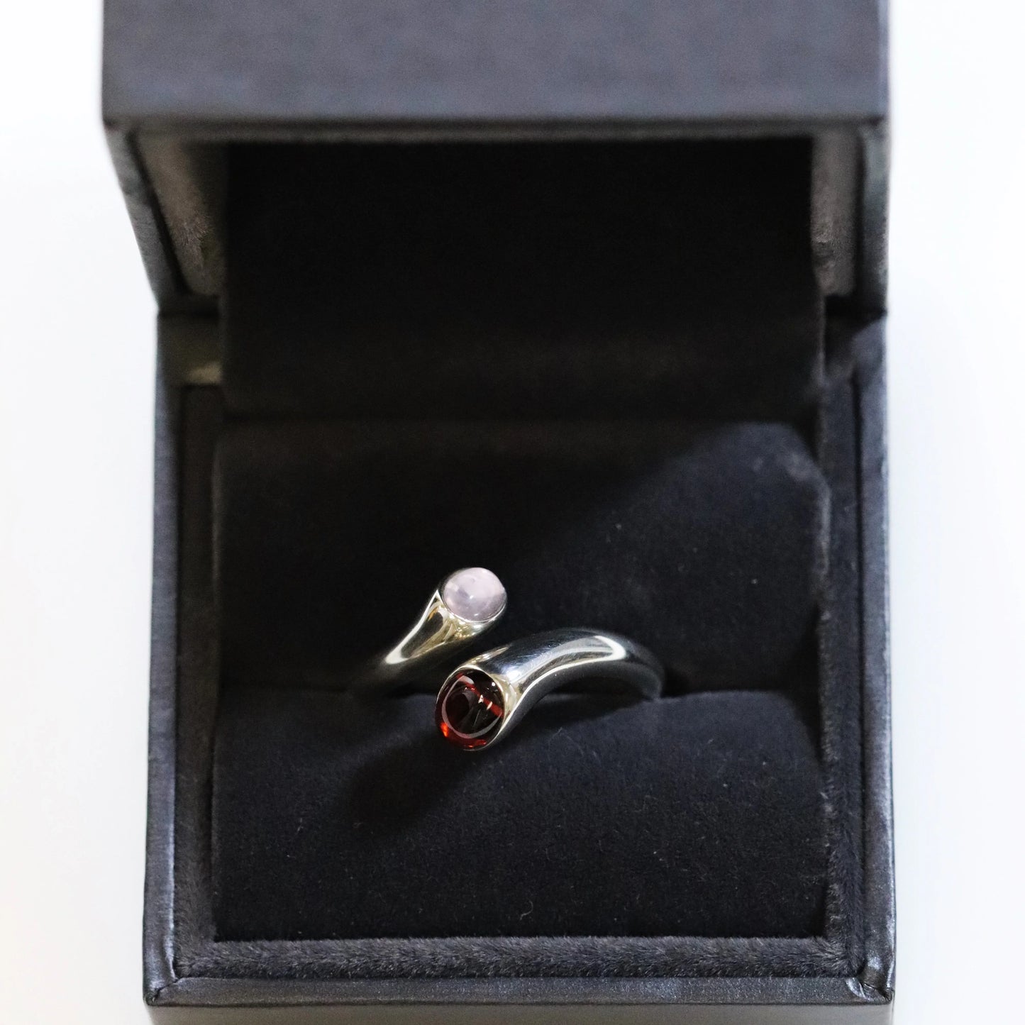 Vintage Georg Jensen Jewelry | Carnival Ring with Garnet and Quartz 263 (US Size 7 3/4) - Carmel Fine Silver Jewelry