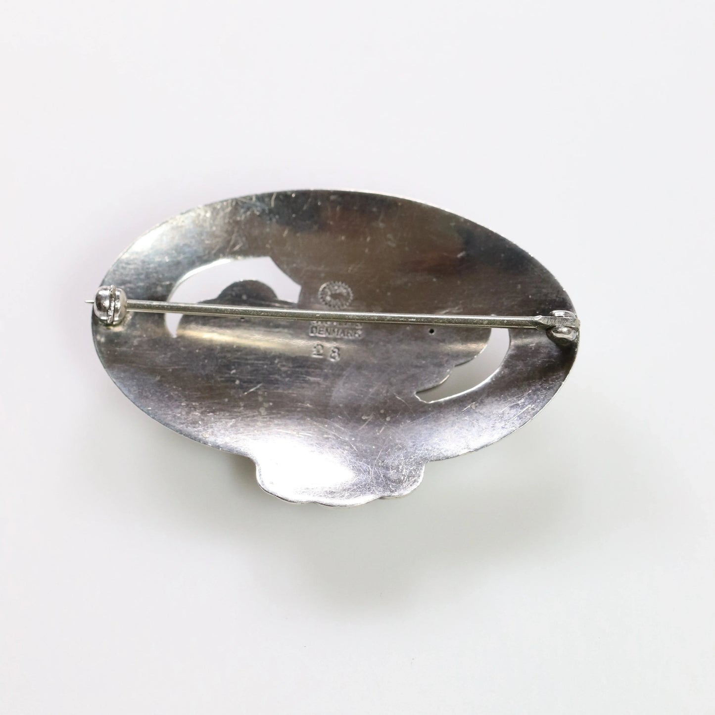 Vintage Georg Jensen Jewelry | Chrysoprase Floral Brooch 28 Denmark - Carmel Fine Silver Jewelry