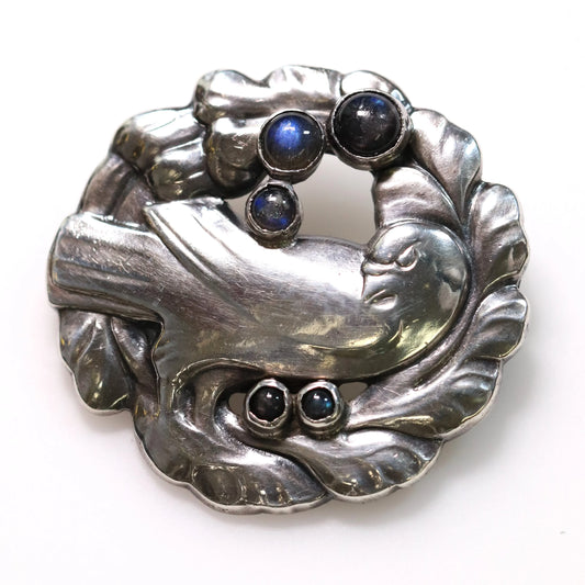 Vintage Georg Jensen Jewelry | Early Labradorite Dove Brooch 165 - Carmel Fine Silver Jewelry