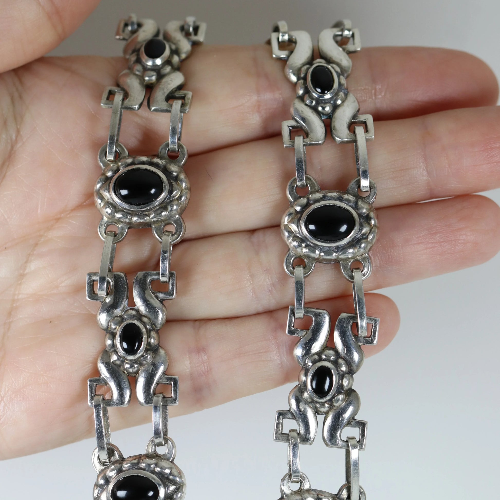 Vintage Georg Jensen Jewelry | Early Rare Onyx Art Nouveau Necklace 14 - Carmel Fine Silver Jewelry