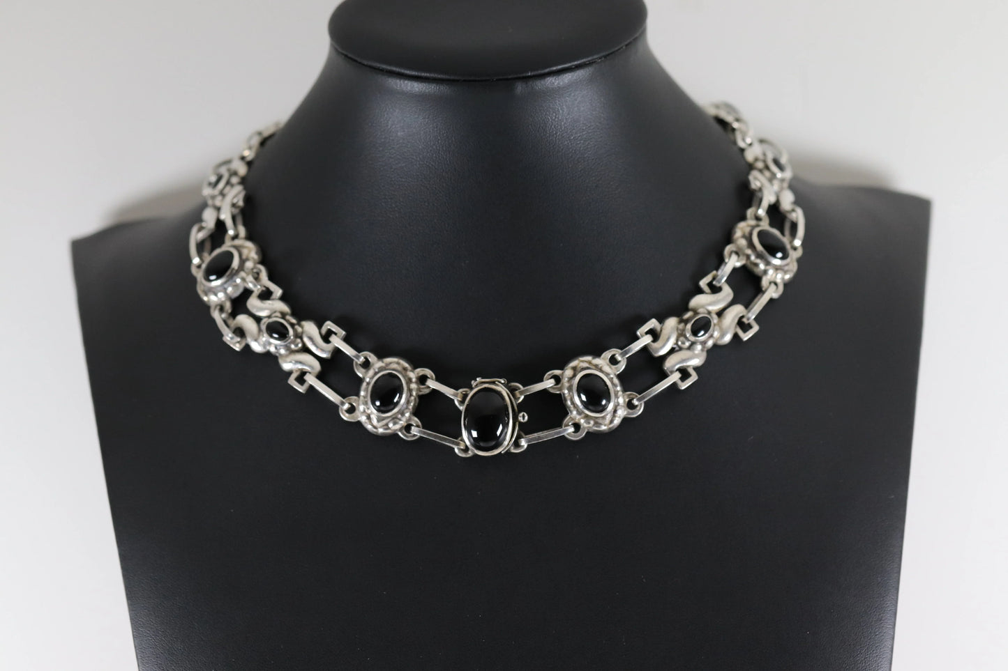 Vintage Georg Jensen Jewelry | Early Rare Onyx Art Nouveau Necklace 14 - Carmel Fine Silver Jewelry