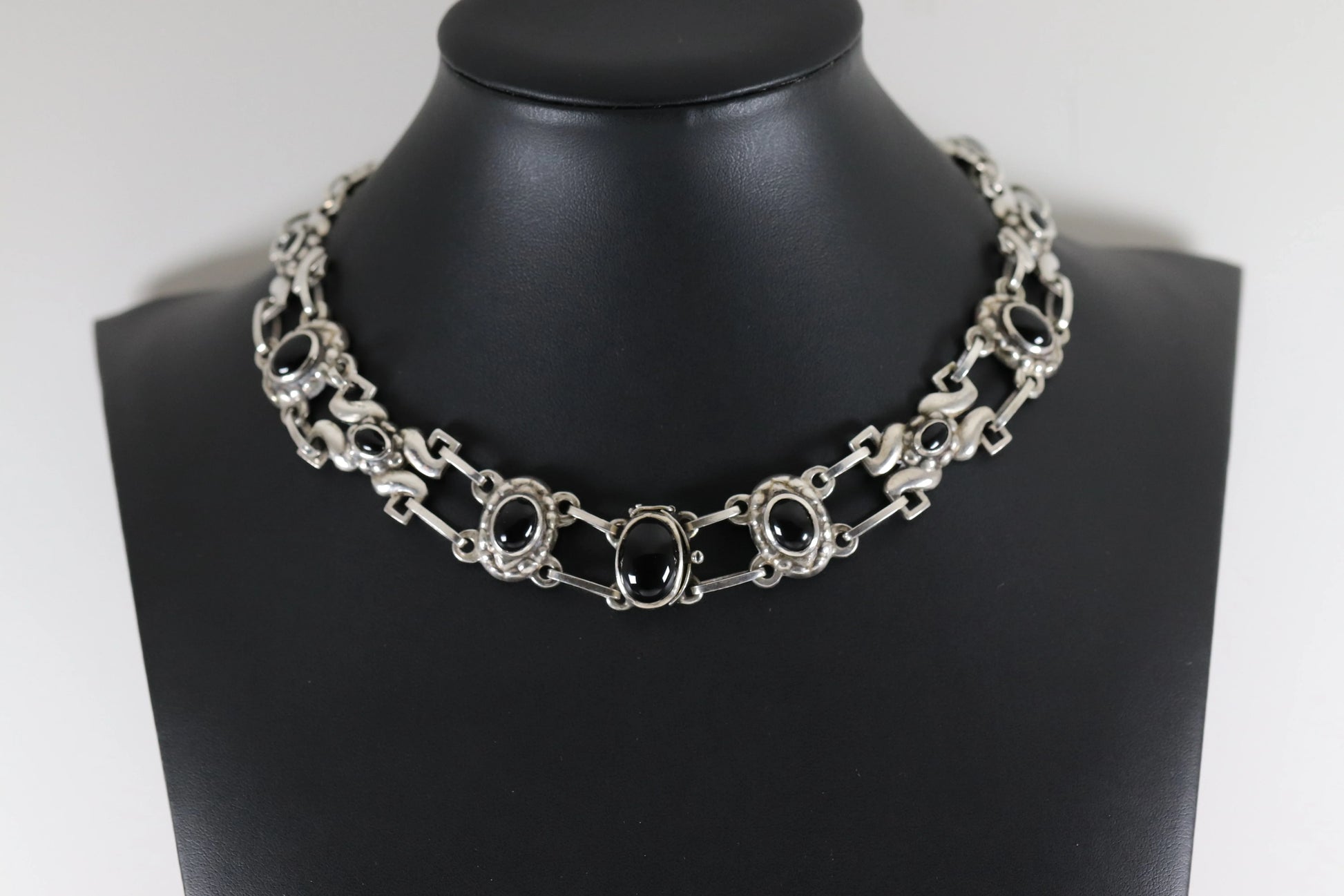 Vintage Georg Jensen Jewelry | Early Rare Onyx Art Nouveau Necklace 14 - Carmel Fine Silver Jewelry