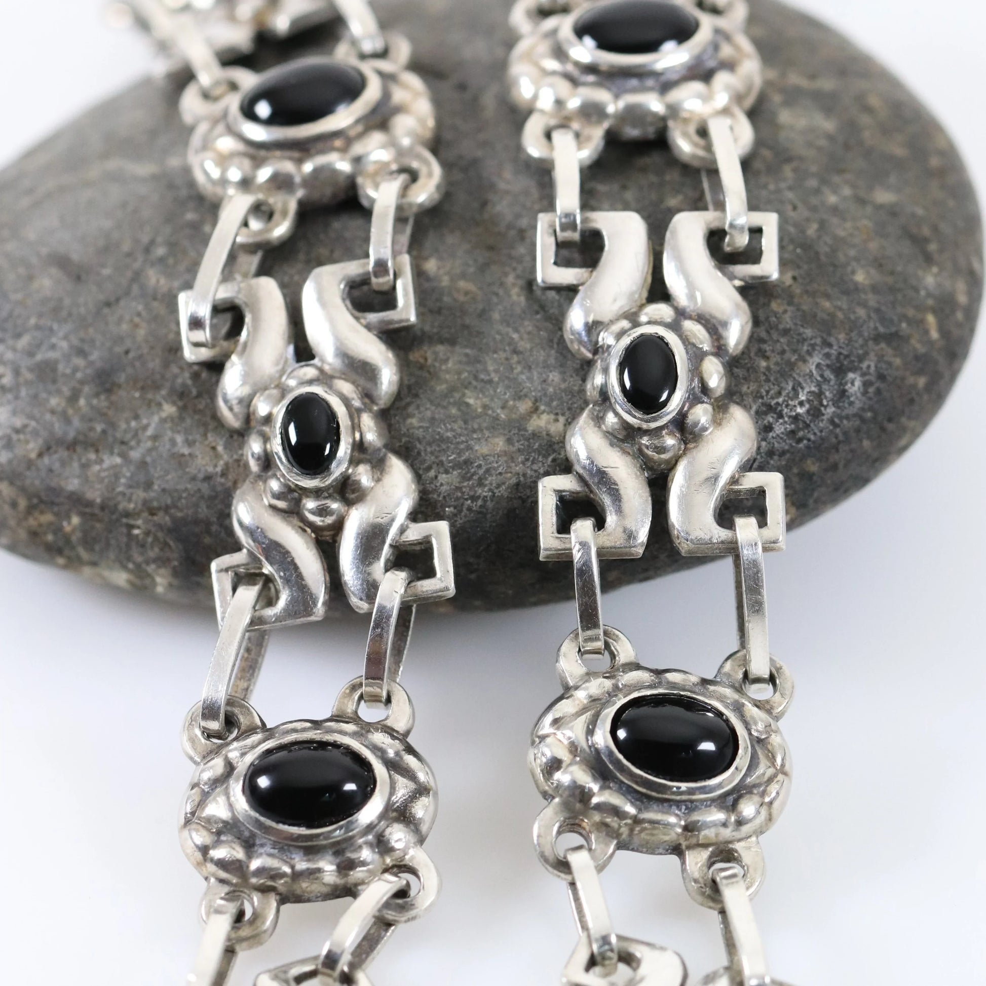 Vintage Georg Jensen Jewelry | Early Rare Onyx Art Nouveau Necklace 14 - Carmel Fine Silver Jewelry