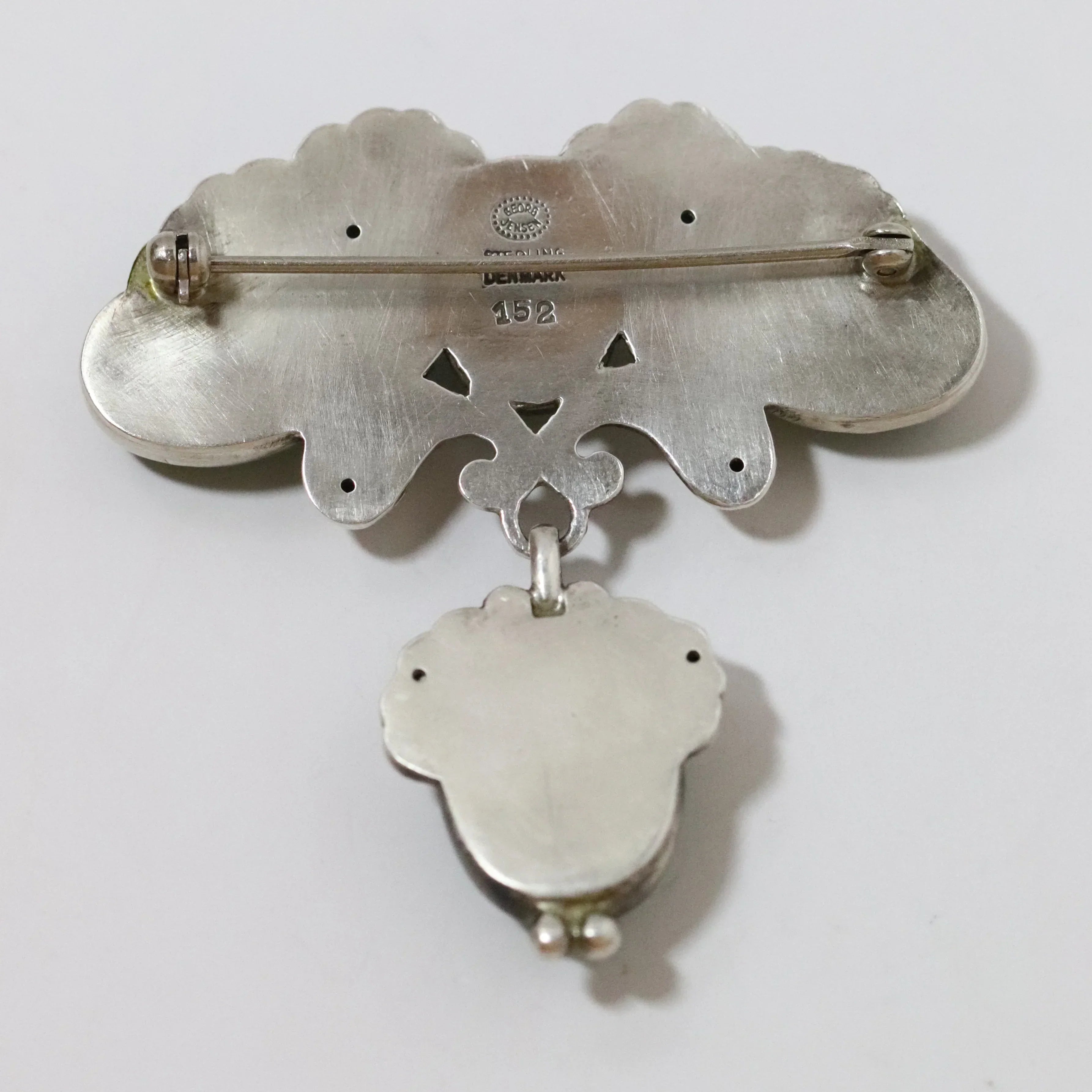 レジンアクセサリー　No.152 Vintage Georg Jensen Jewelry | Floral Chrysoprase Brooch 152