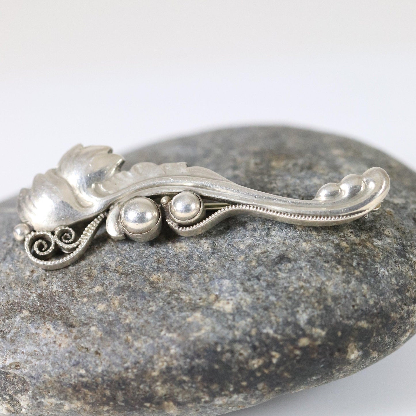 Vintage Georg Jensen Jewelry | Foliat Art Nouveau Brooch 181 - Carmel Fine Silver Jewelry