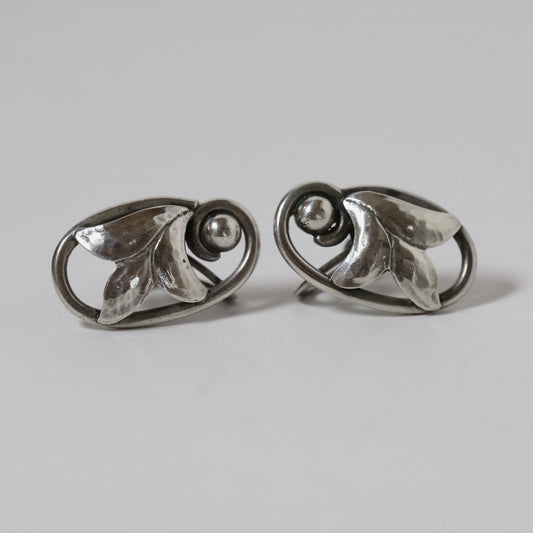 Vintage Georg Jensen Jewelry | JoPol Floral Screwback Earrings USA 1940s - Carmel Fine Silver Jewelry