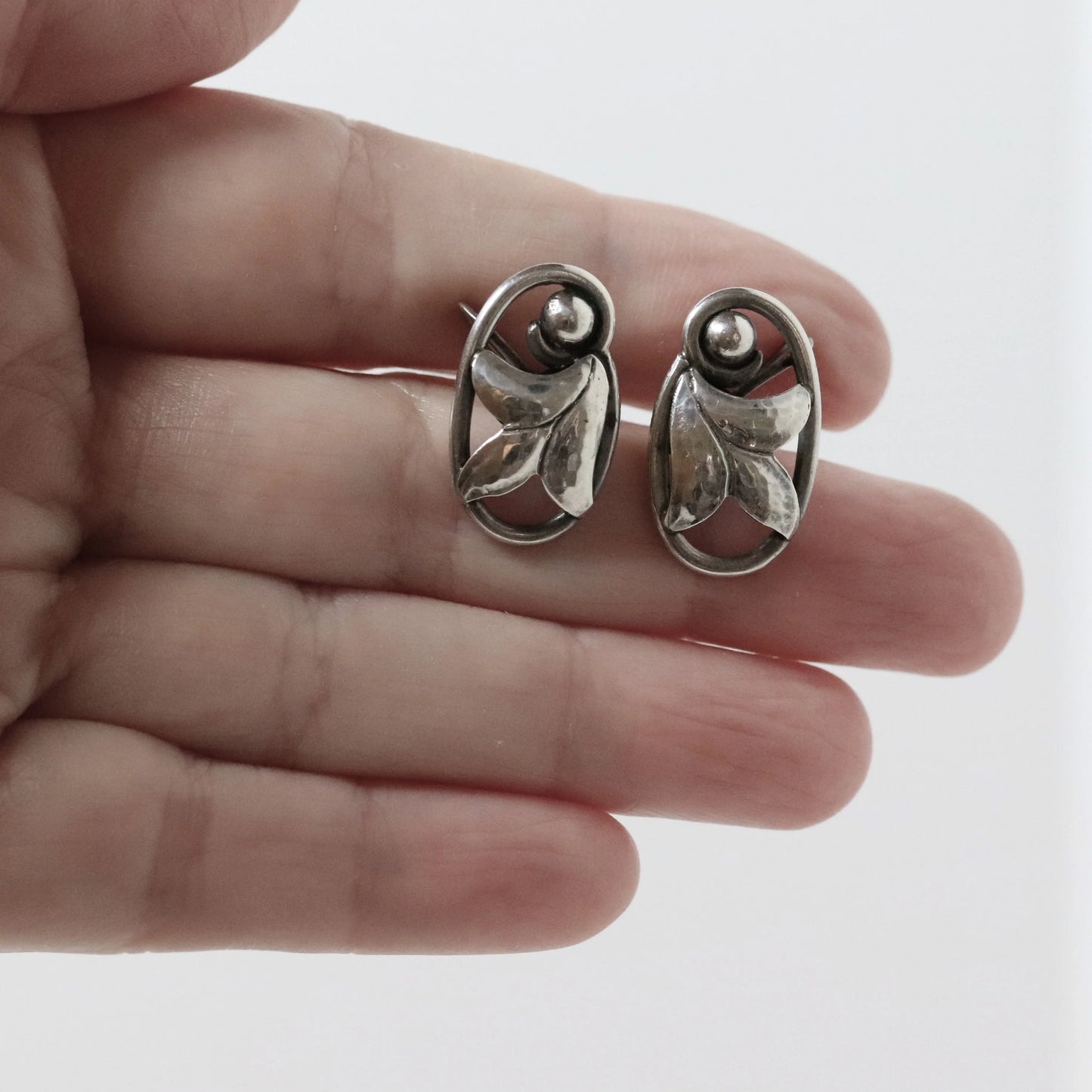 Vintage Georg Jensen Jewelry | JoPol Floral Screwback Earrings USA 1940s - Carmel Fine Silver Jewelry