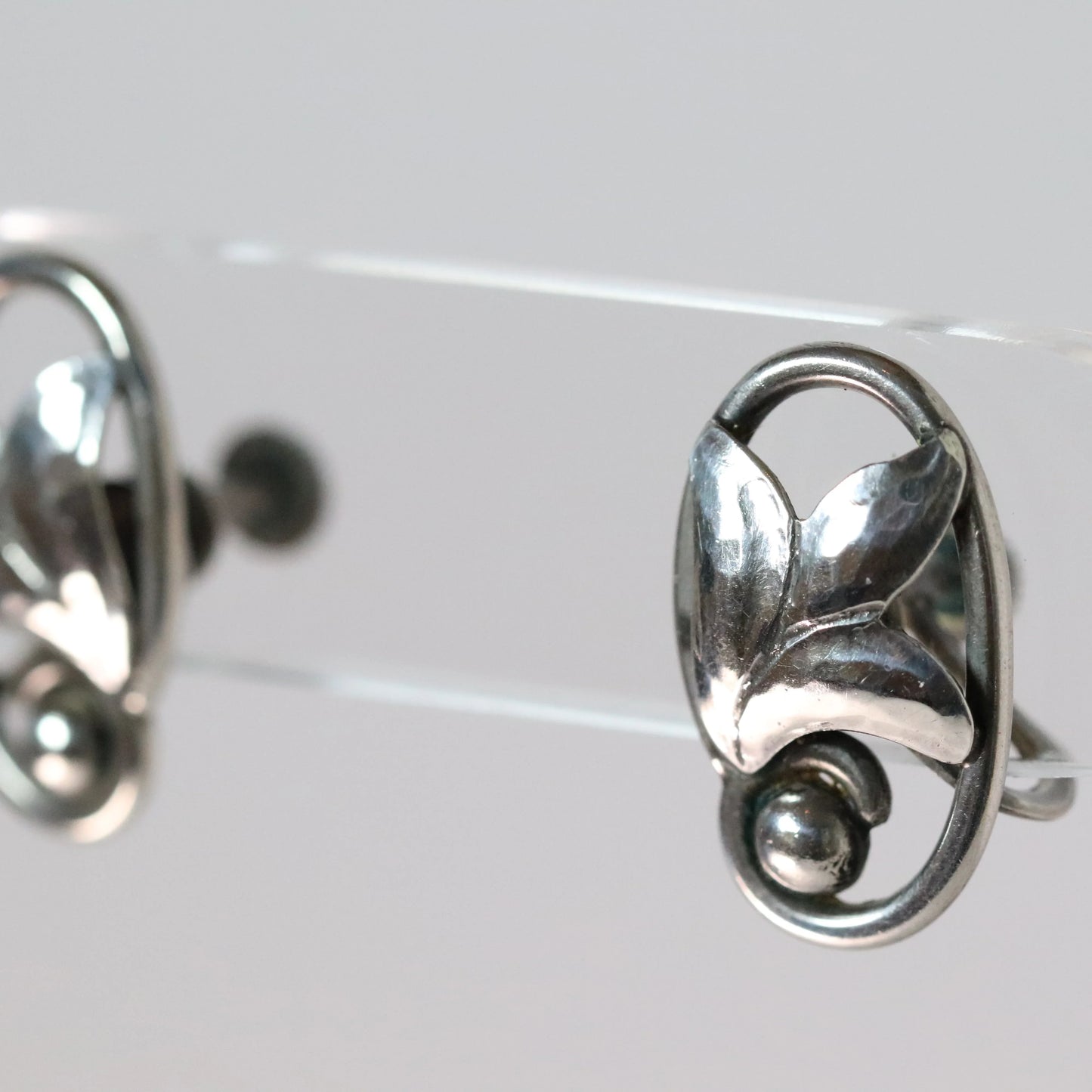 Vintage Georg Jensen Jewelry | JoPol Floral Screwback Earrings USA 1940s - Carmel Fine Silver Jewelry