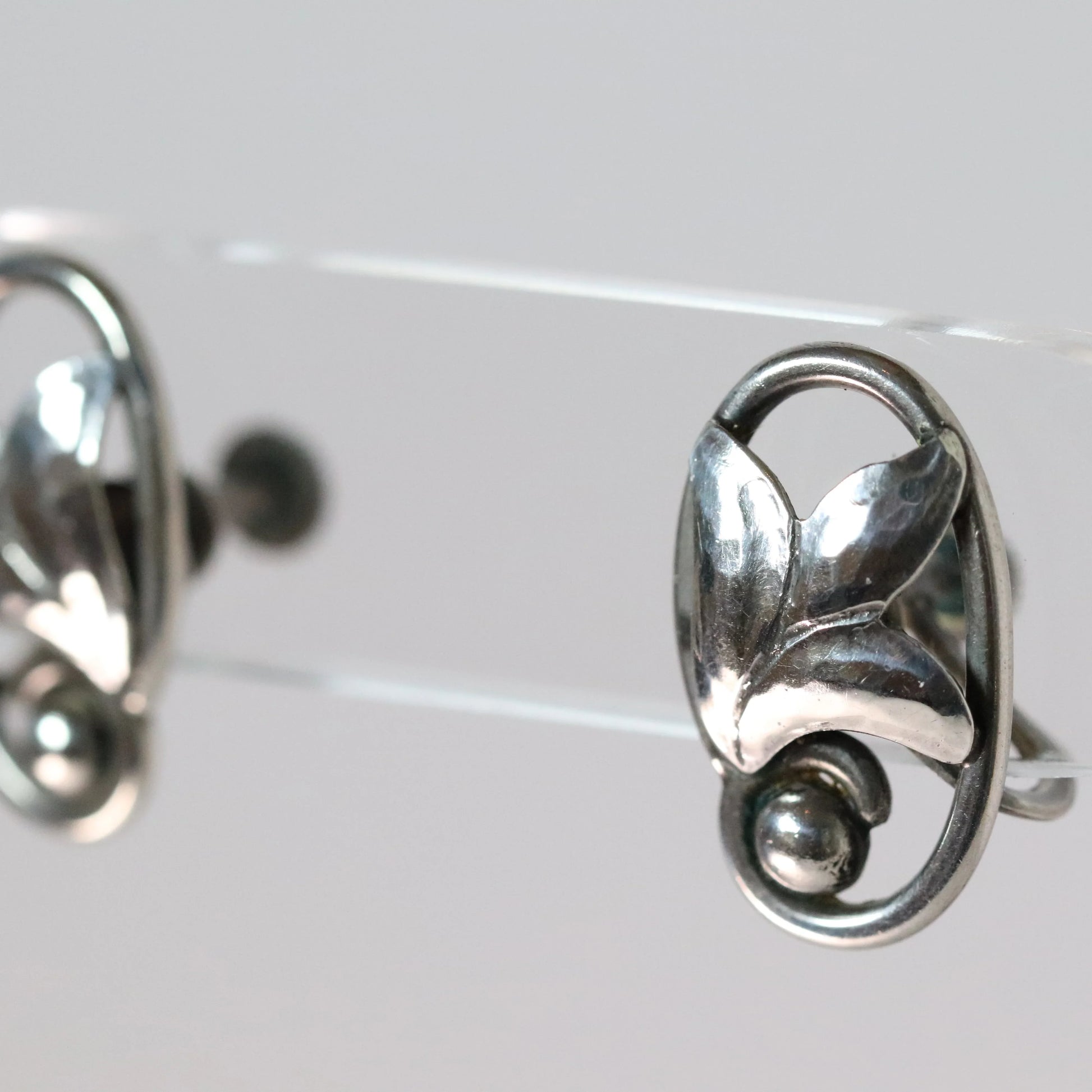 Vintage Georg Jensen Jewelry | JoPol Floral Screwback Earrings USA 1940s - Carmel Fine Silver Jewelry