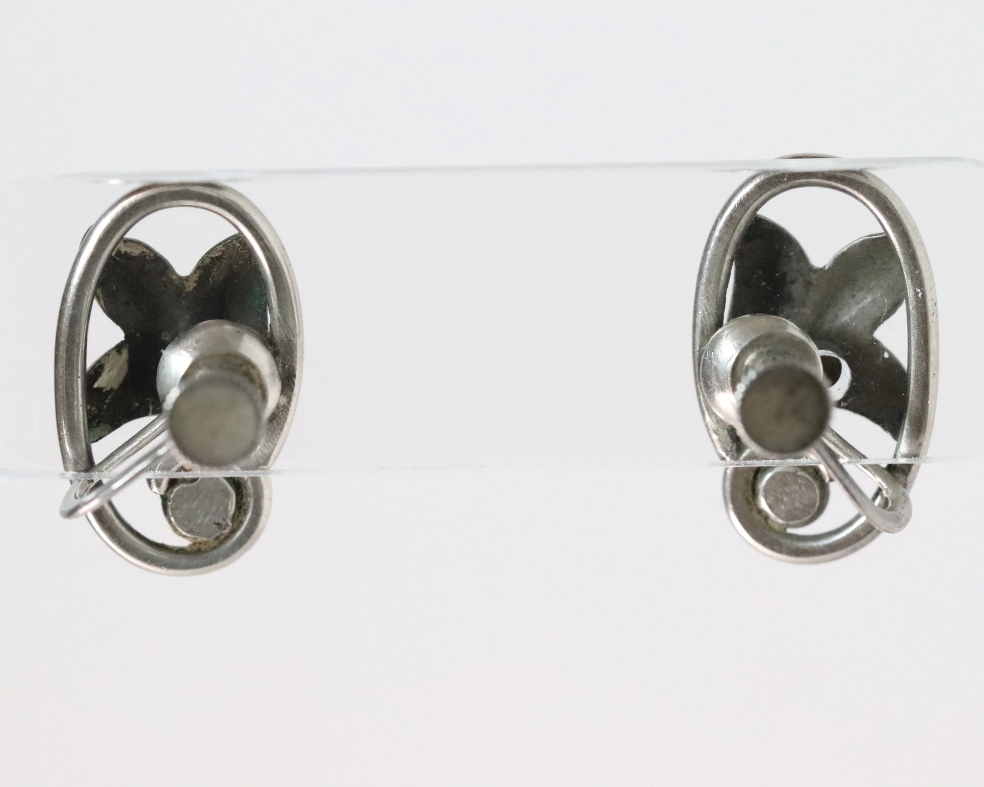 Vintage Georg Jensen Jewelry | JoPol Floral Screwback Earrings USA 1940s - Carmel Fine Silver Jewelry