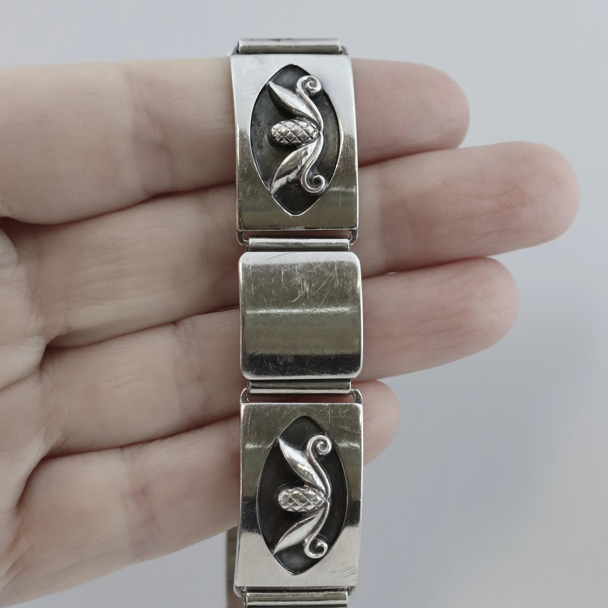 Vintage Georg Jensen Jewelry | La Paglia Pinecone Motif Bracelet USA