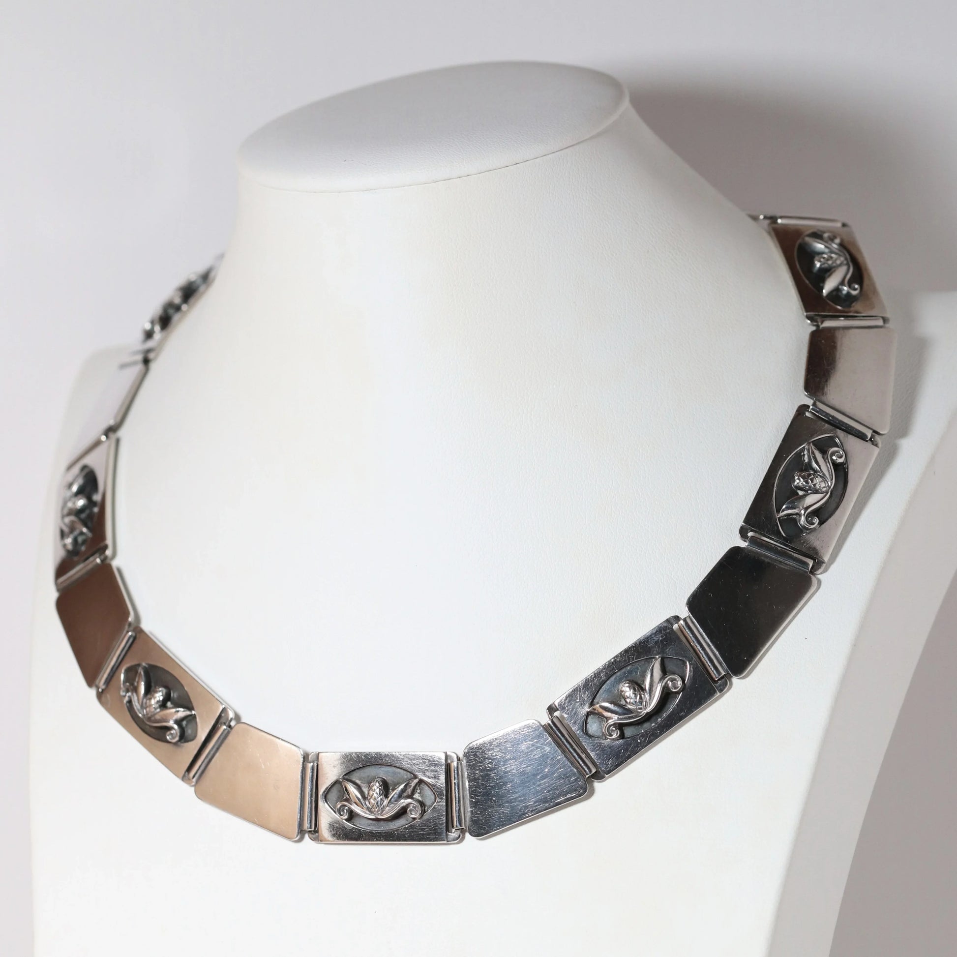 Vintage Georg Jensen Jewelry | La Paglia Pinecone Motif Necklace USA