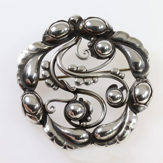 Vintage Georg Jensen Jewelry | Moonlight Blossom Art Nouveau Brooch 159 - Carmel Fine Silver Jewelry