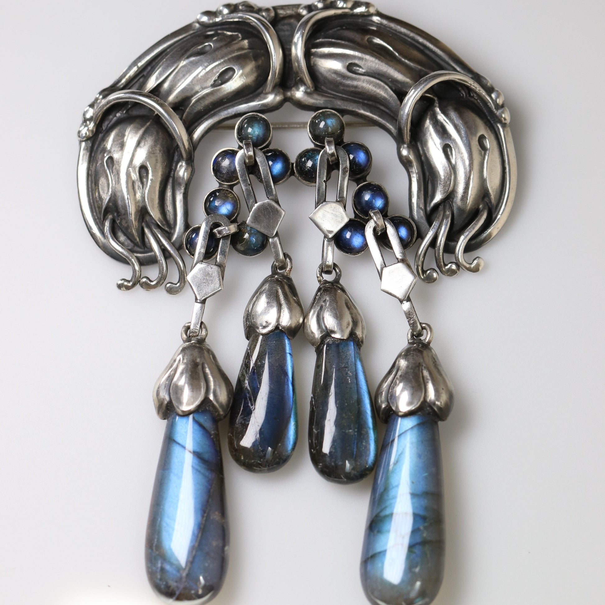 Vintage Georg Jensen Jewelry | Rare Labradorite Master Brooch 22 - Carmel Fine Silver Jewelry