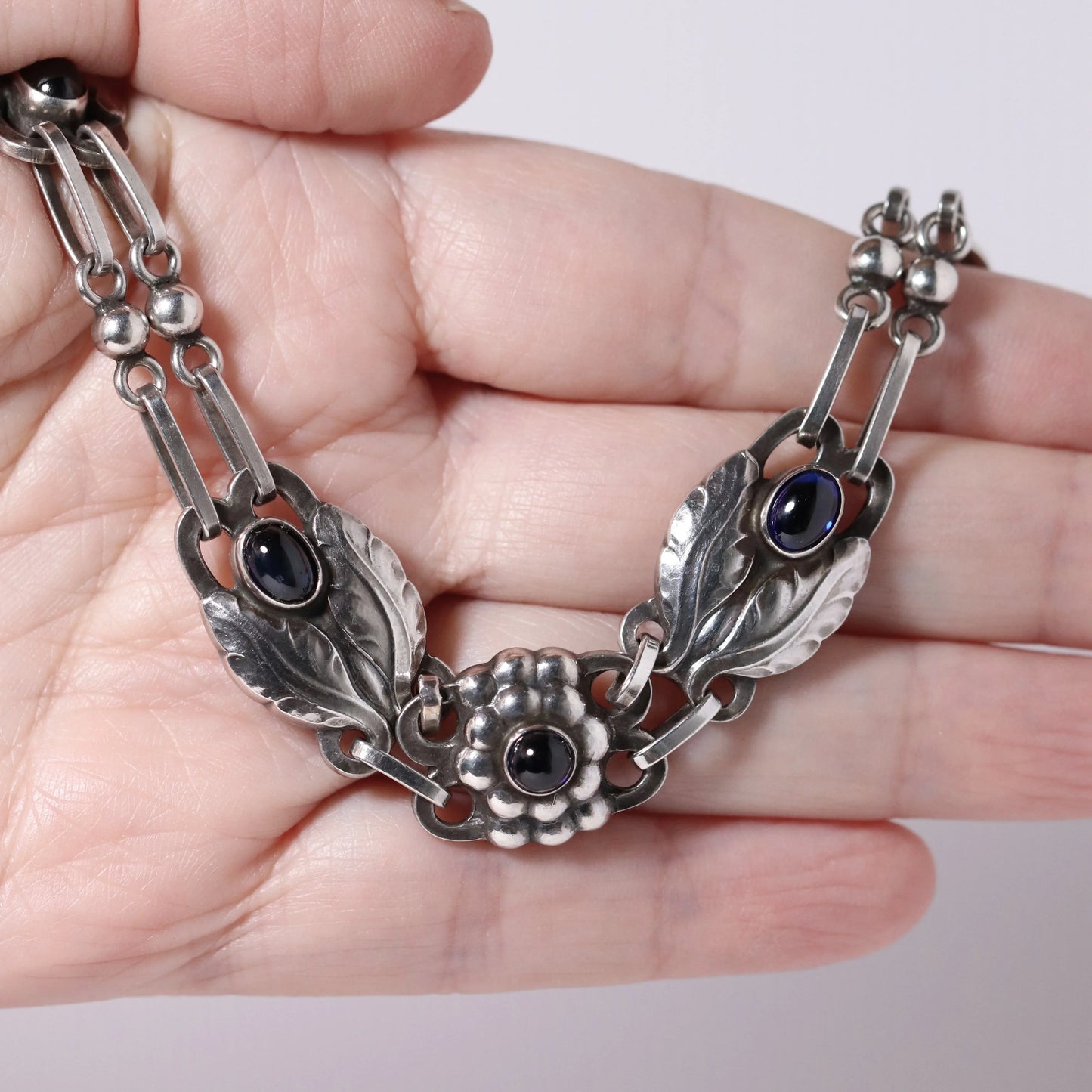 Vintage Georg Jensen Jewelry | Rare Synthetic Sapphire Necklace 1