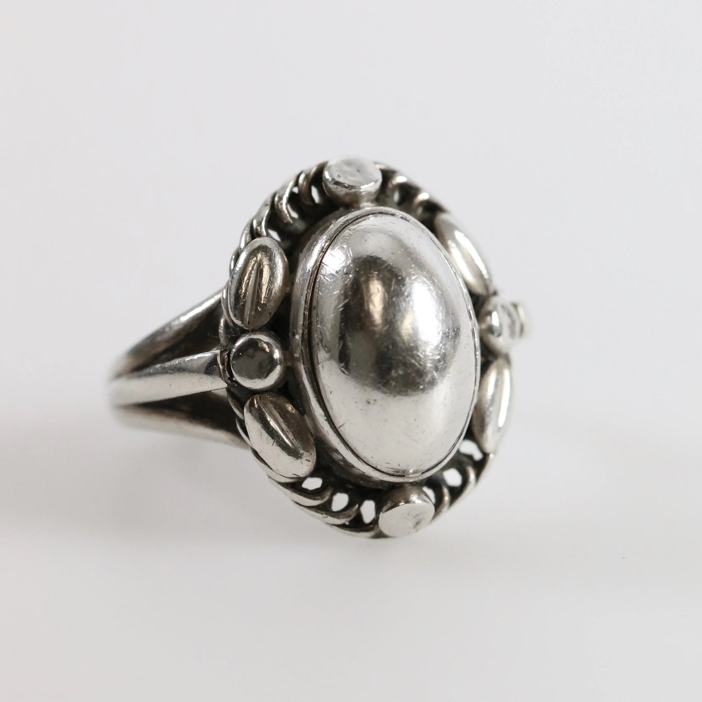 Vintage Georg Jensen Jewelry | Silver Cabochon Ring 1 (US Size 5 1/2) - Carmel Fine Silver Jewelry