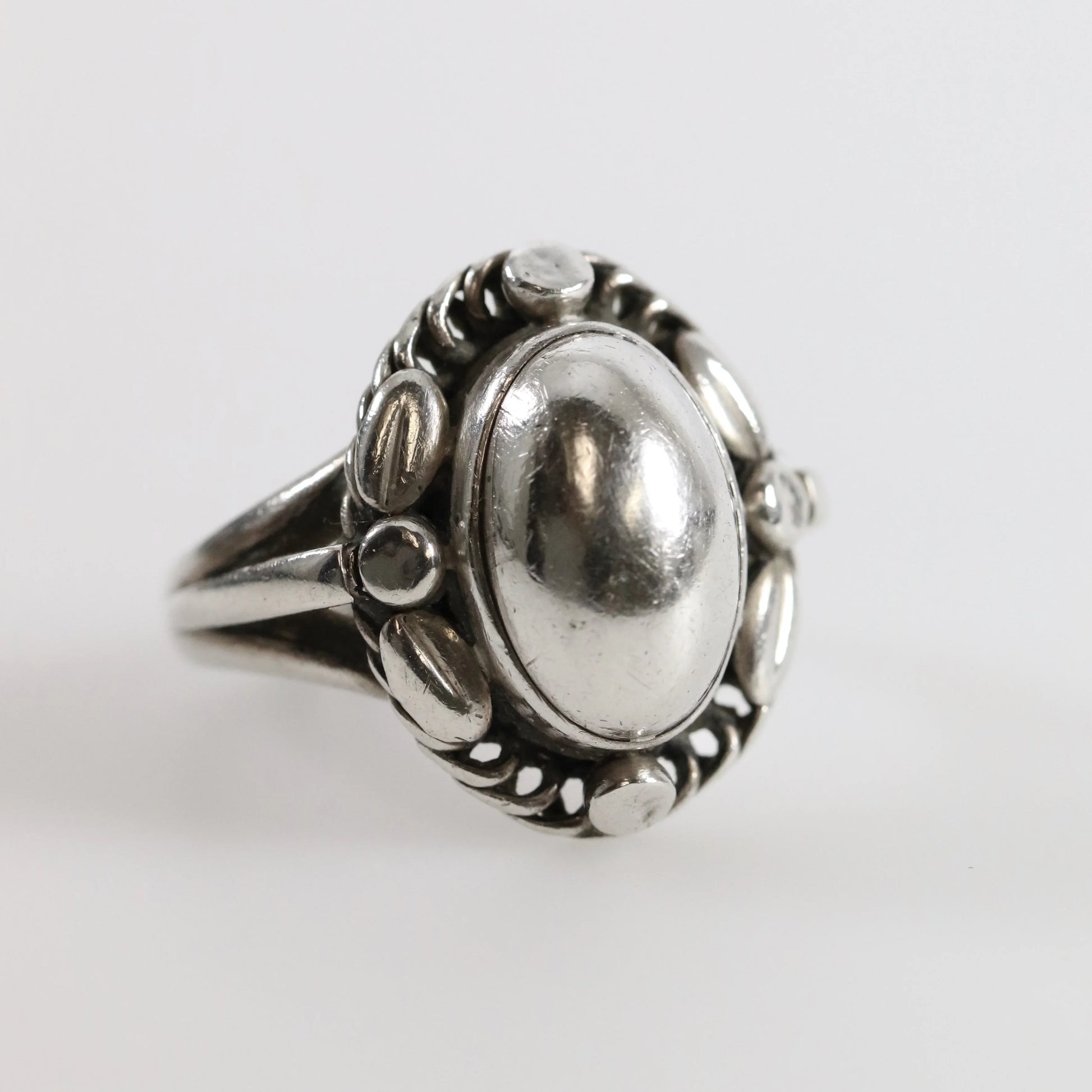 Vintage Georg Jensen Jewelry | Silver Cabochon Ring 1 (US Size 5 1/2) - Carmel Fine Silver Jewelry