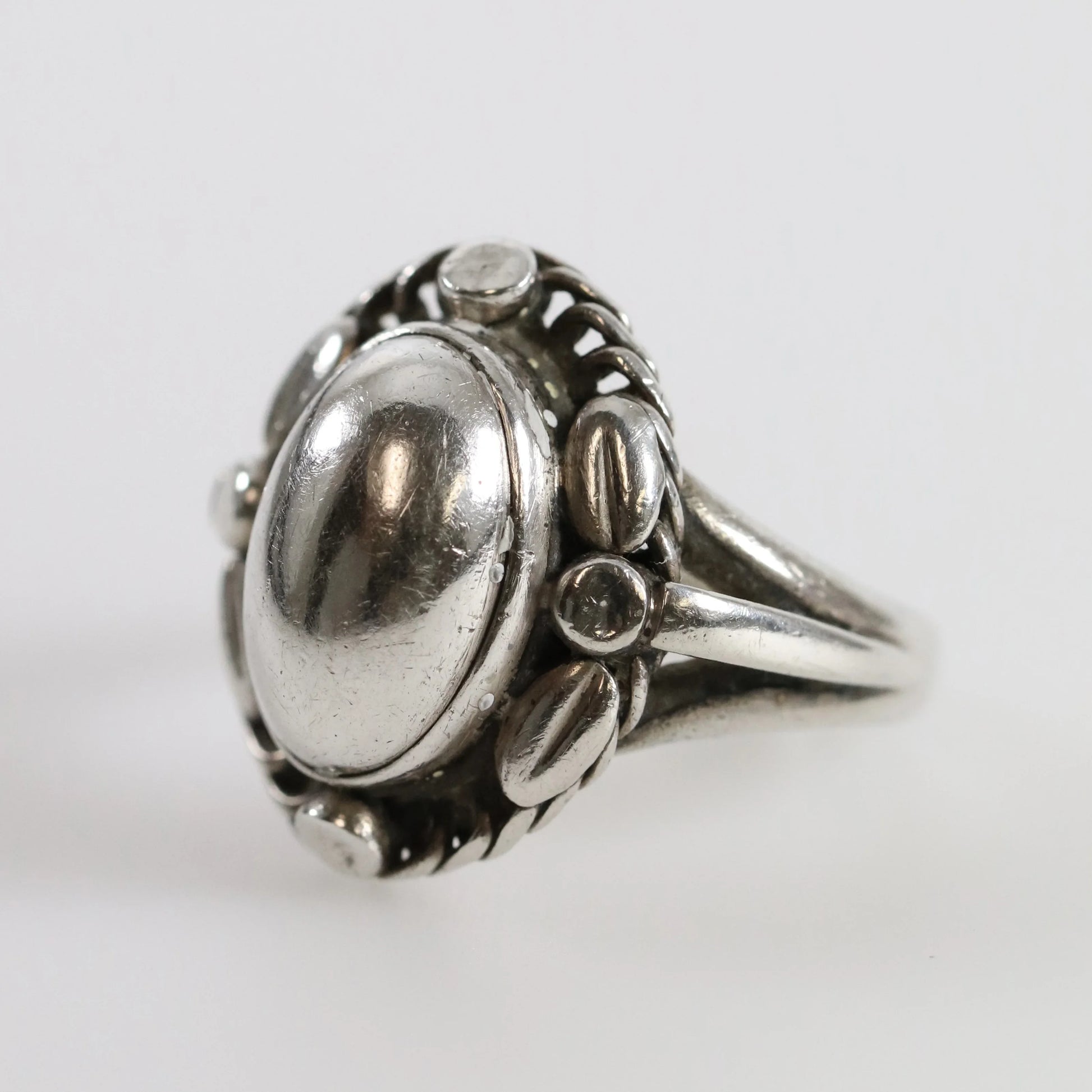 Vintage Georg Jensen Jewelry | Silver Cabochon Ring 1 (US Size 5 1/2) - Carmel Fine Silver Jewelry