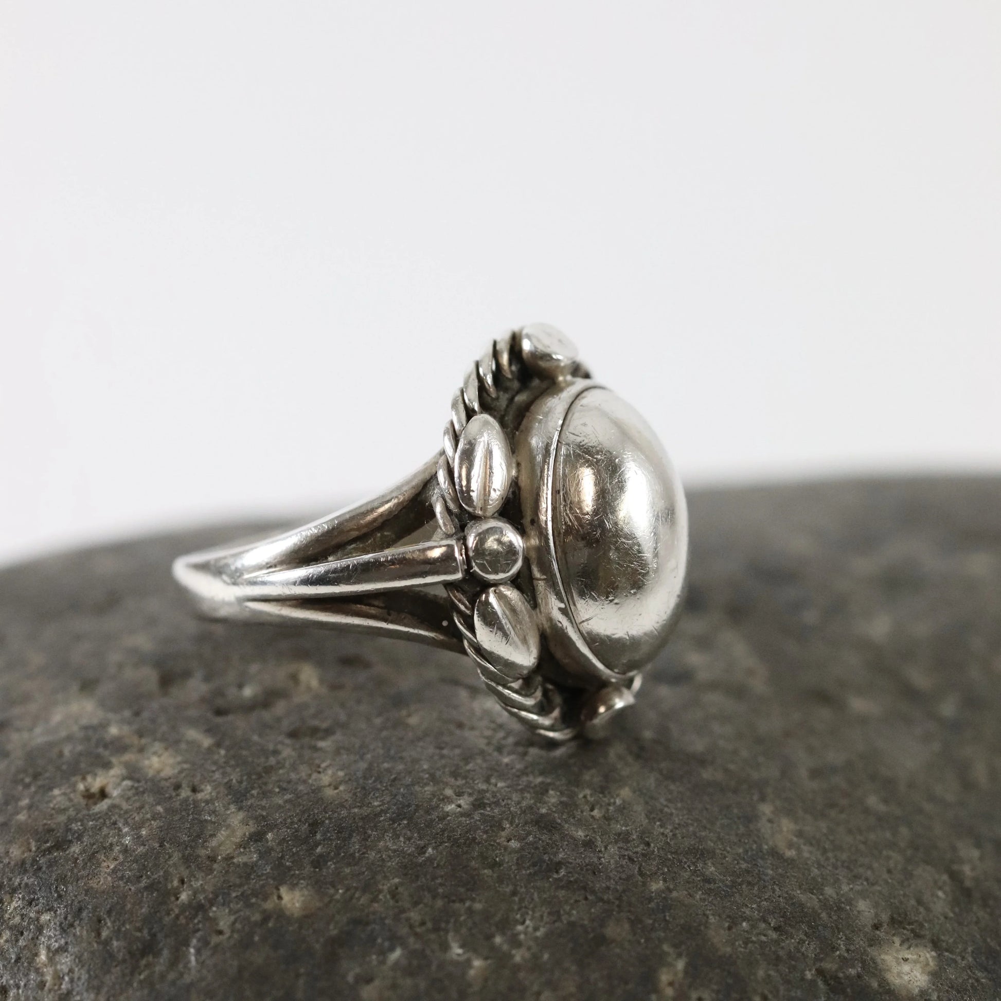 Vintage Georg Jensen Jewelry | Silver Cabochon Ring 1 (US Size 5 1/2) - Carmel Fine Silver Jewelry