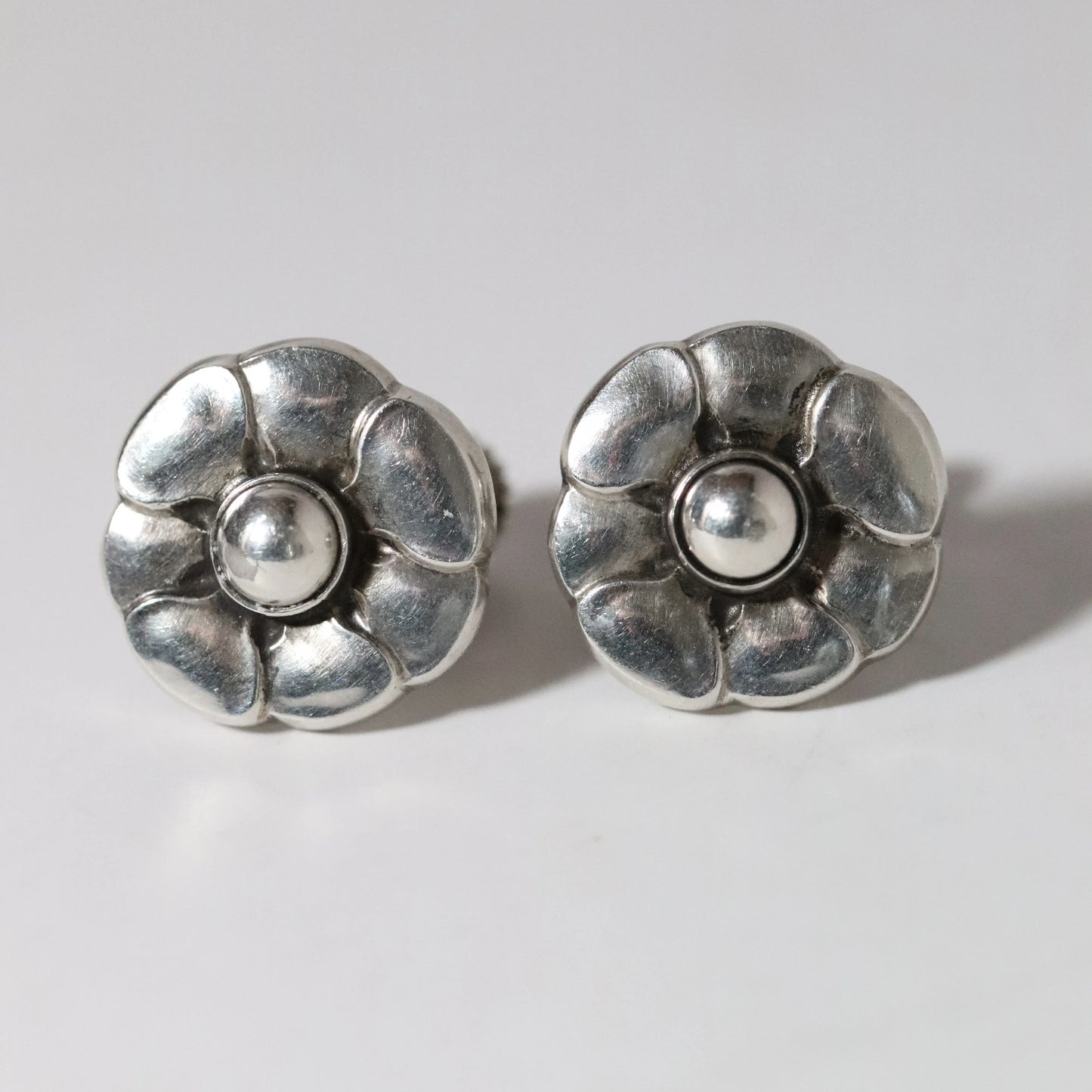 Vintage Georg Jensen Jewelry | Sterling Silver Floral Earrings 36 Denmark - Carmel Fine Silver Jewelry
