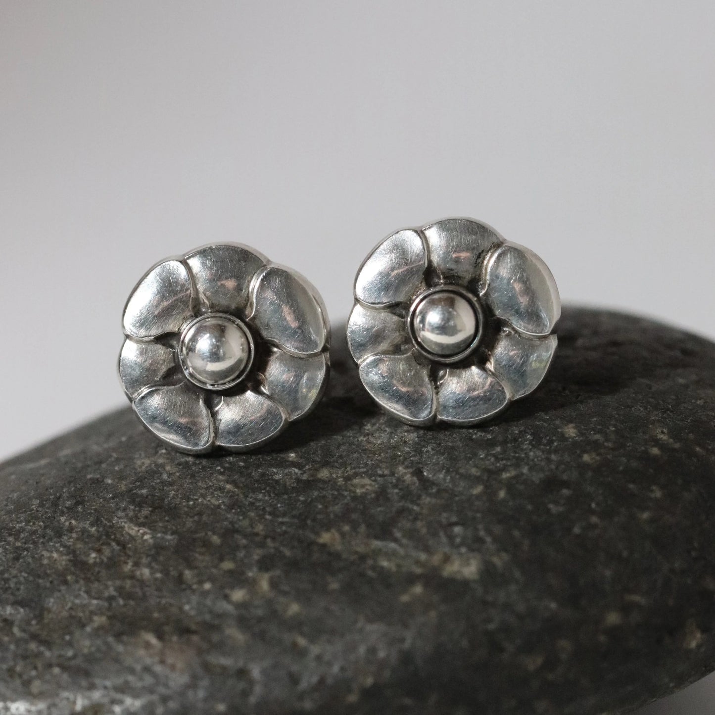 Vintage Georg Jensen Jewelry | Sterling Silver Floral Earrings 36 Denmark - Carmel Fine Silver Jewelry