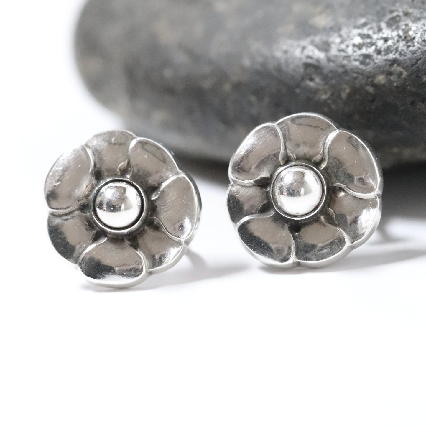 Vintage Georg Jensen Jewelry | Sterling Silver Floral Earrings 36 Denmark - Carmel Fine Silver Jewelry