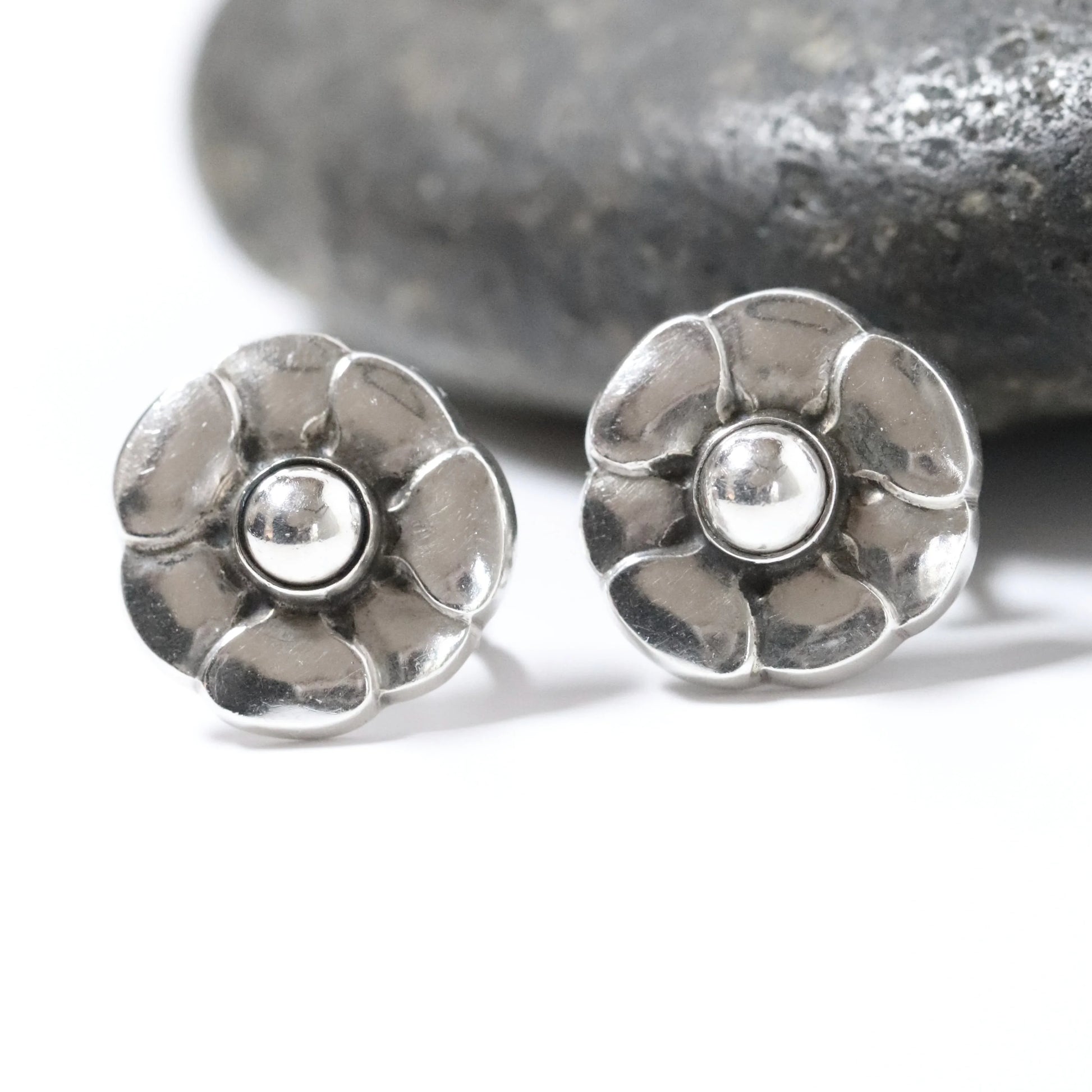 Vintage Georg Jensen Jewelry | Sterling Silver Floral Earrings 36 Denmark - Carmel Fine Silver Jewelry