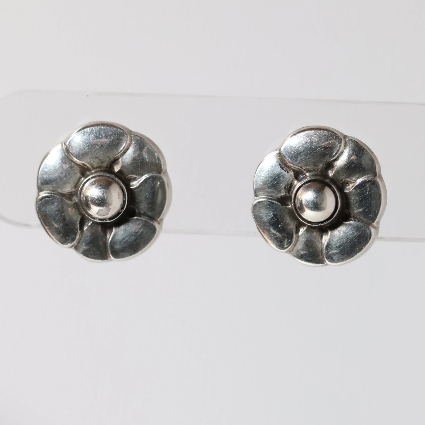 Vintage Georg Jensen Jewelry | Sterling Silver Floral Earrings 36 Denmark - Carmel Fine Silver Jewelry