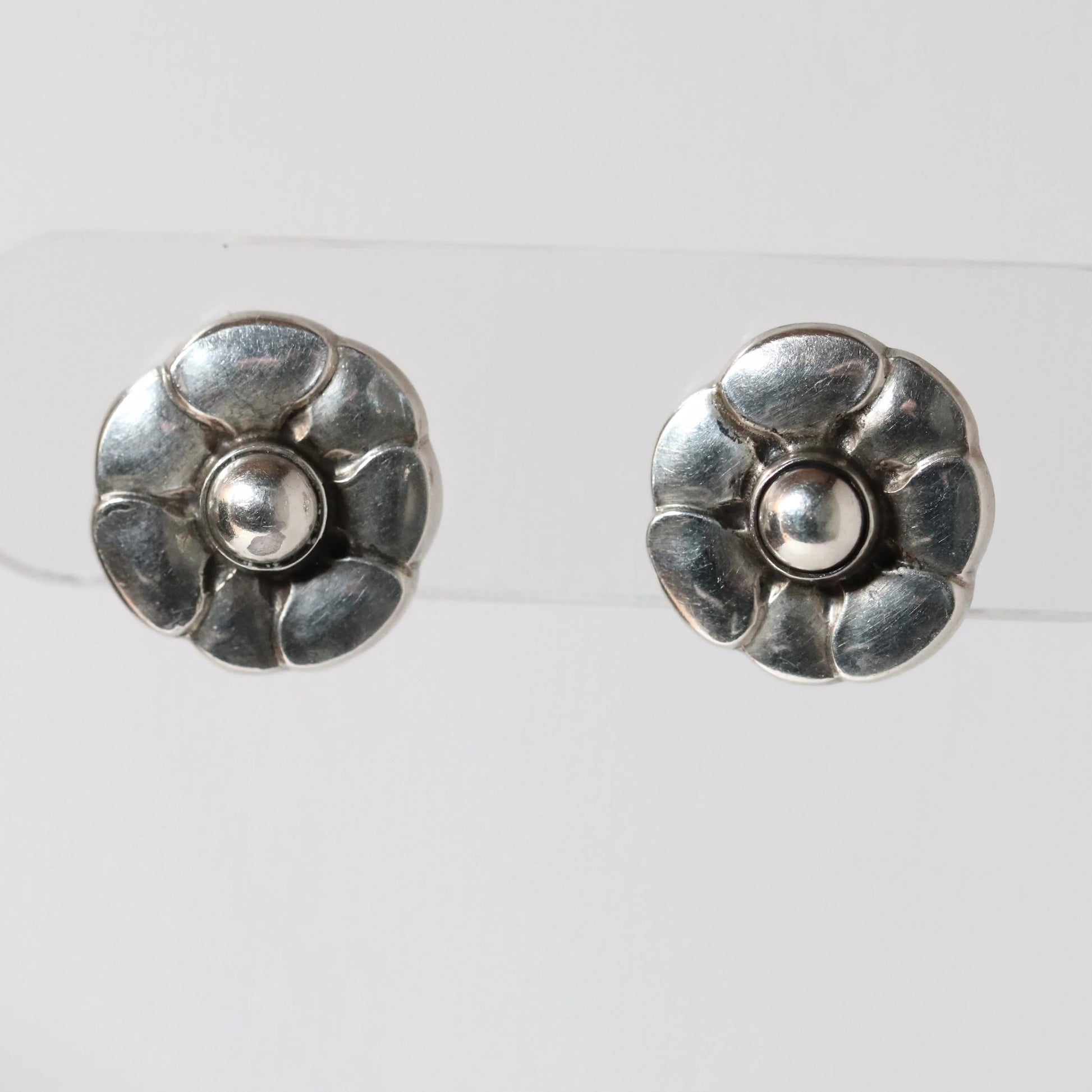 Vintage Georg Jensen Jewelry | Sterling Silver Floral Earrings 36 Denmark - Carmel Fine Silver Jewelry