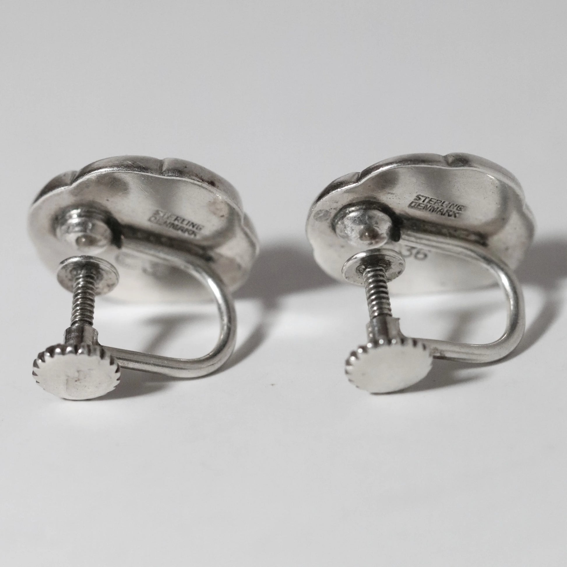 Vintage Georg Jensen Jewelry | Sterling Silver Floral Earrings 36 Denmark - Carmel Fine Silver Jewelry