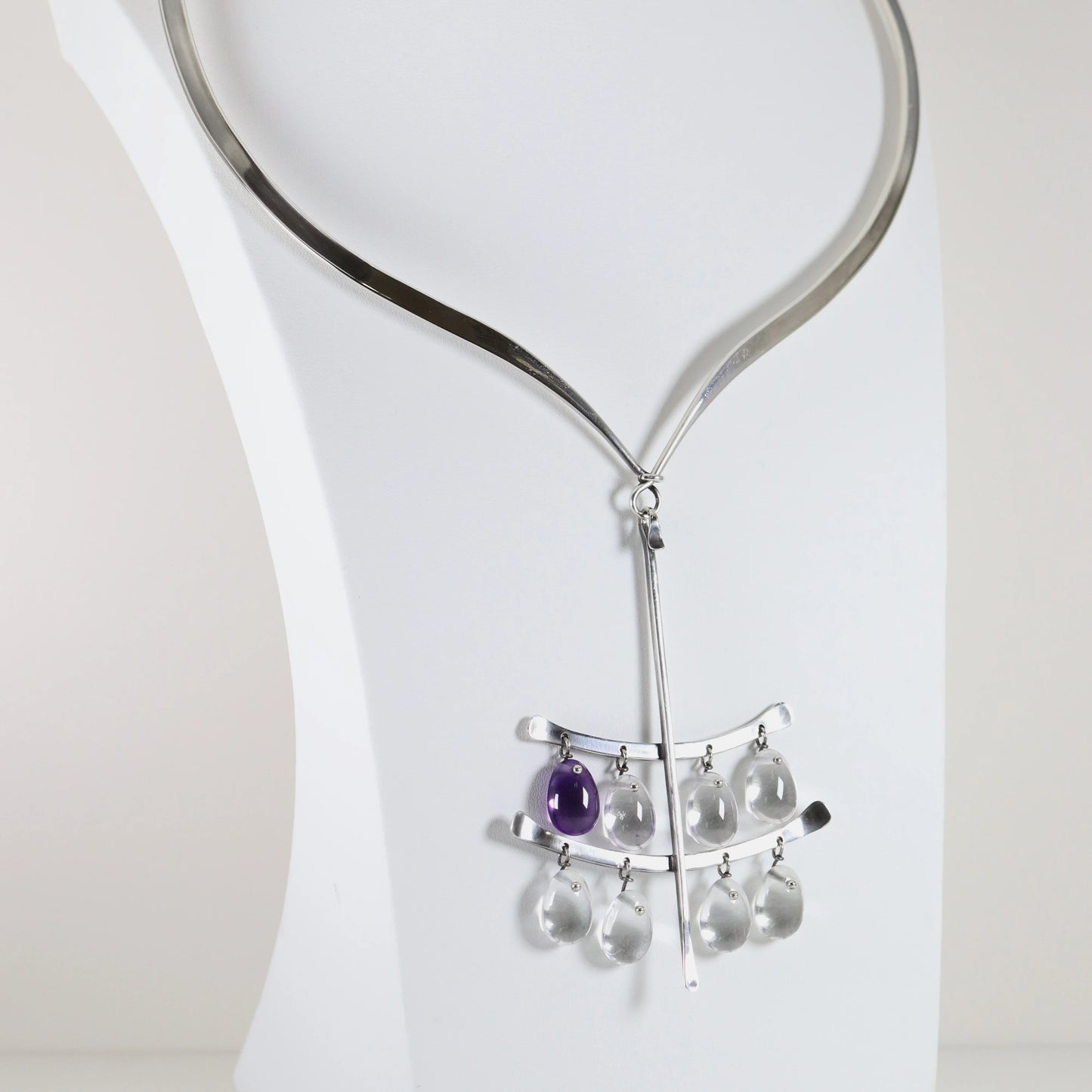 Vintage Georg Jensen Jewelry | Vivianna Torun Multi-Tiered Quartz Necklace 135 Denmark - Carmel Fine Silver Jewelry
