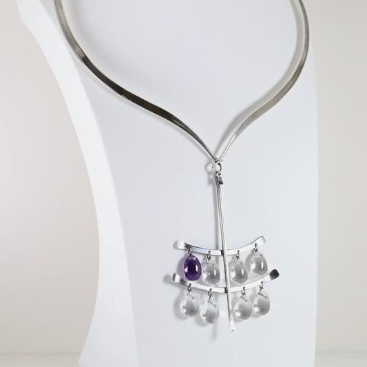 Vintage Georg Jensen Jewelry | Vivianna Torun Multi-Tiered Quartz Necklace 135 Denmark - Carmel Fine Silver Jewelry