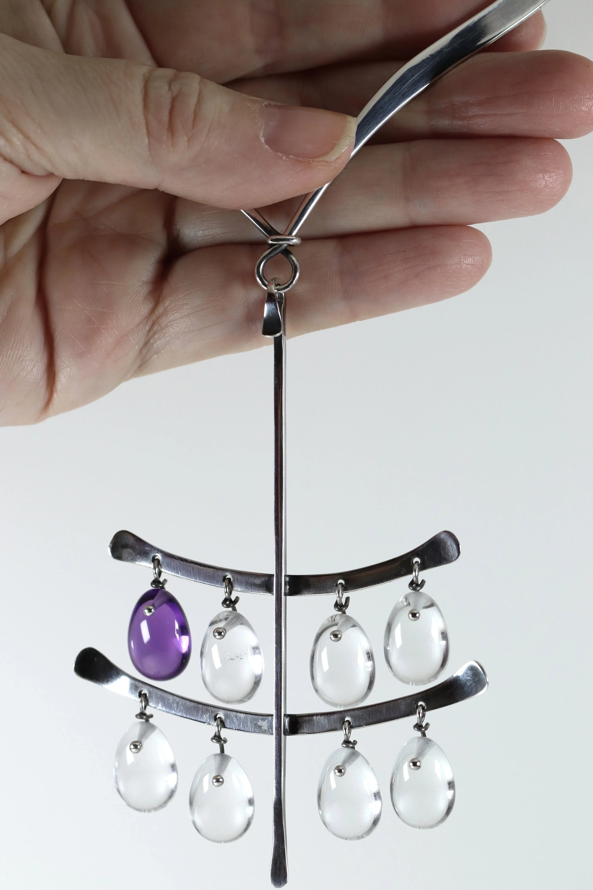 Vintage Georg Jensen Jewelry | Vivianna Torun Multi-Tiered Quartz Necklace 135 Denmark - Carmel Fine Silver Jewelry