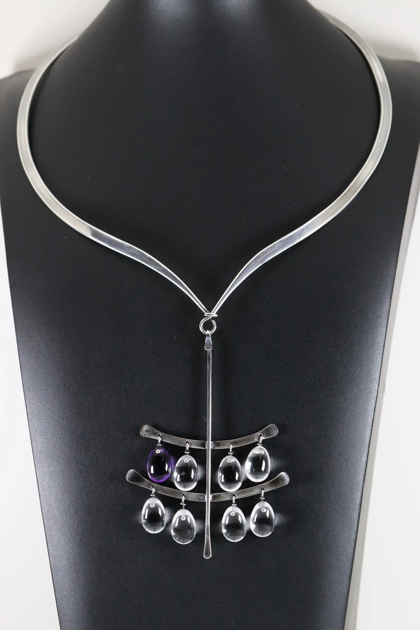 Vintage Georg Jensen Jewelry | Vivianna Torun Multi-Tiered Quartz Necklace 135 Denmark - Carmel Fine Silver Jewelry