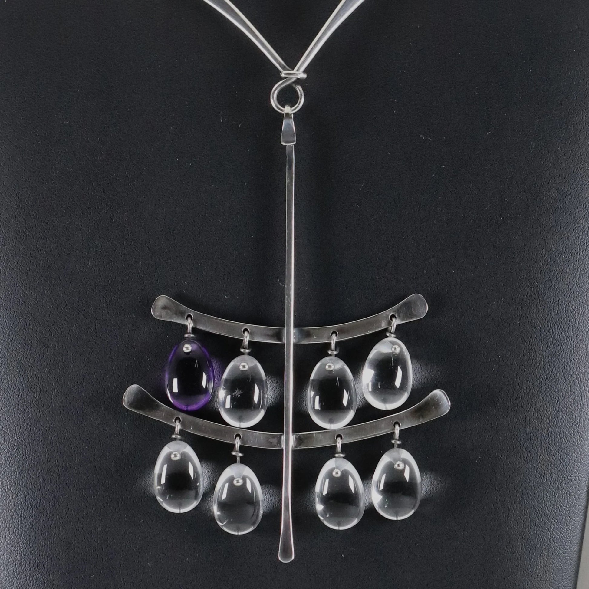 Vintage Georg Jensen Jewelry | Vivianna Torun Multi-Tiered Quartz Necklace 135 Denmark - Carmel Fine Silver Jewelry