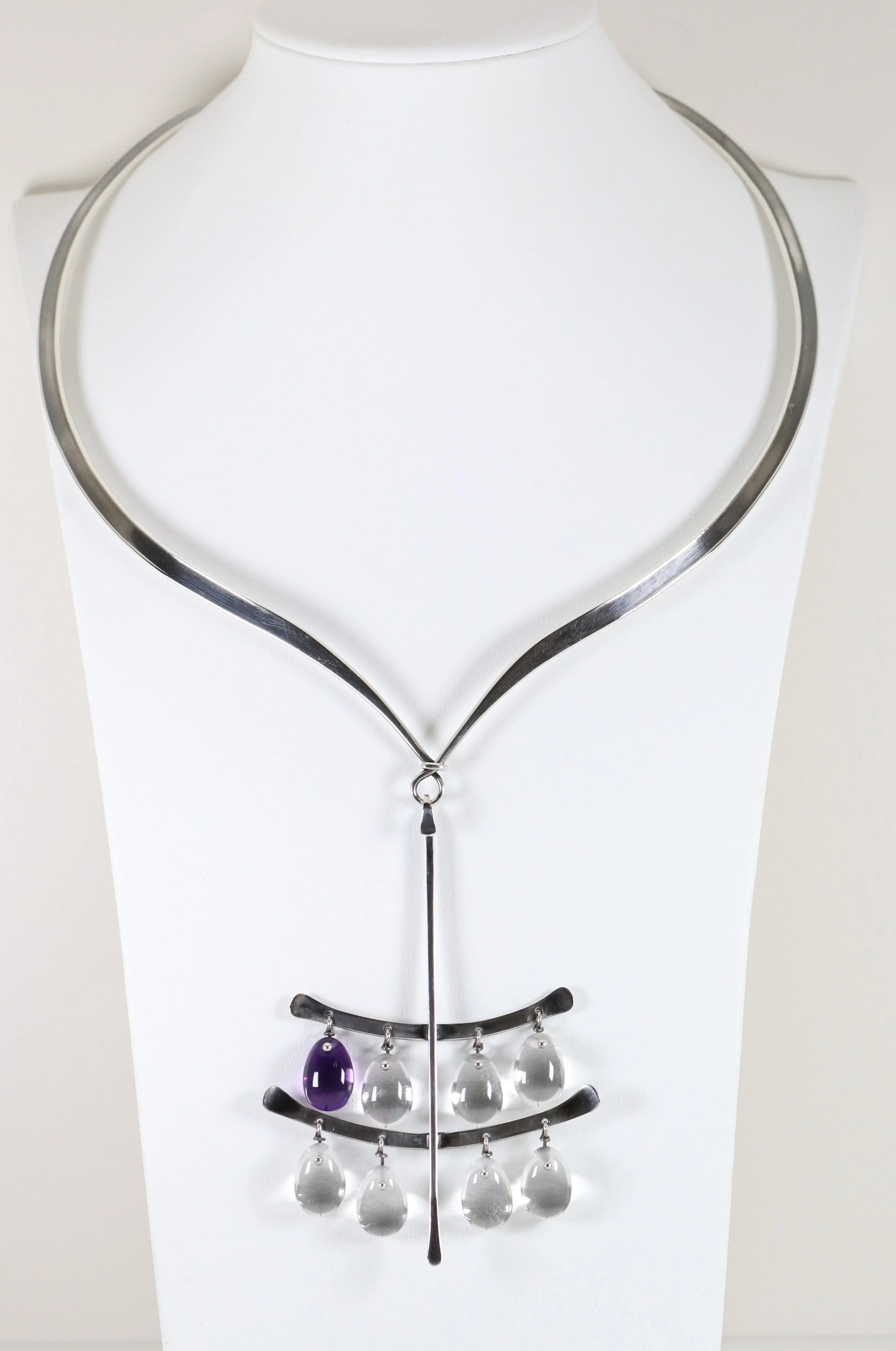 Vintage Georg Jensen Jewelry | Vivianna Torun Multi-Tiered Quartz Necklace 135 Denmark - Carmel Fine Silver Jewelry