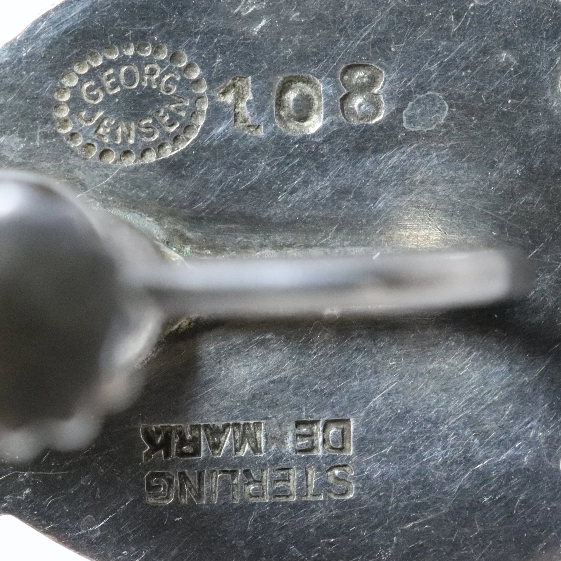 Vintage Georg Jensen Jewelry SOLD OUT: Georg Jensen Floral Cabochon Earrings 108 Denmark - Carmel Fine Silver Jewelry