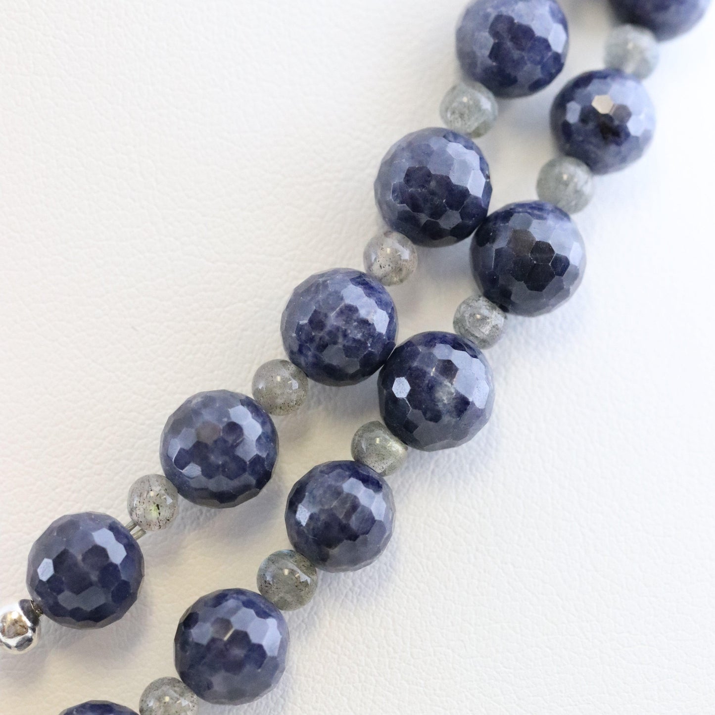 Vintage Handcrafted Silver Jewelry | Blue Cut Beaded Sapphire Necklace - Carmel Fine Silver Jewelry