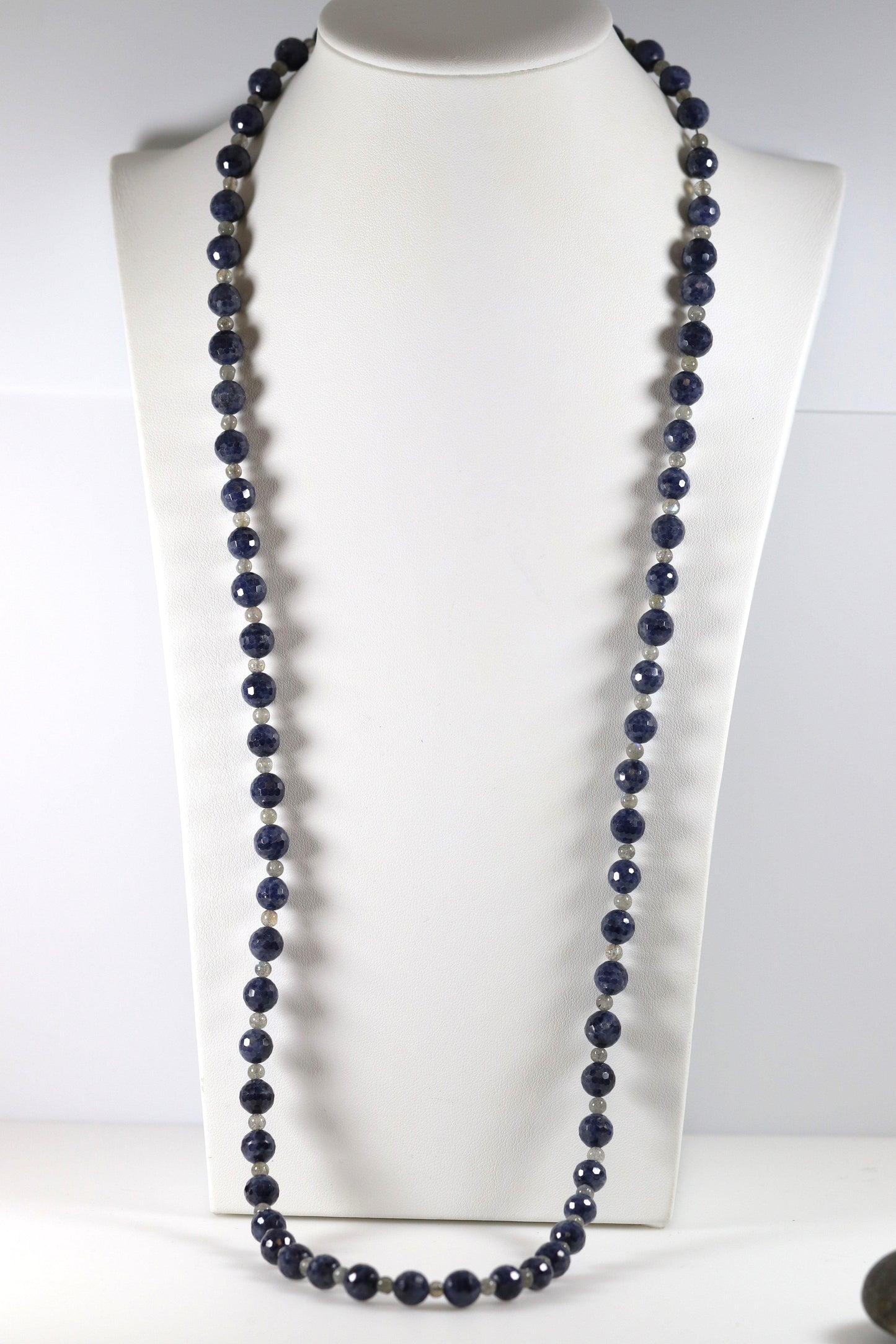 Vintage Handcrafted Silver Jewelry | Blue Cut Beaded Sapphire Necklace - Carmel Fine Silver Jewelry