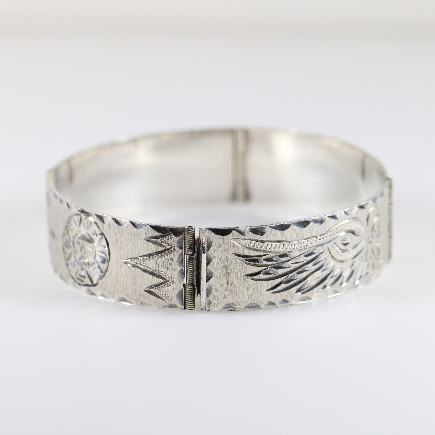 Vintage Handcrafted Silver Jewelry | Etched Sterling Silver Bangle - Carmel Fine Silver Jewelry