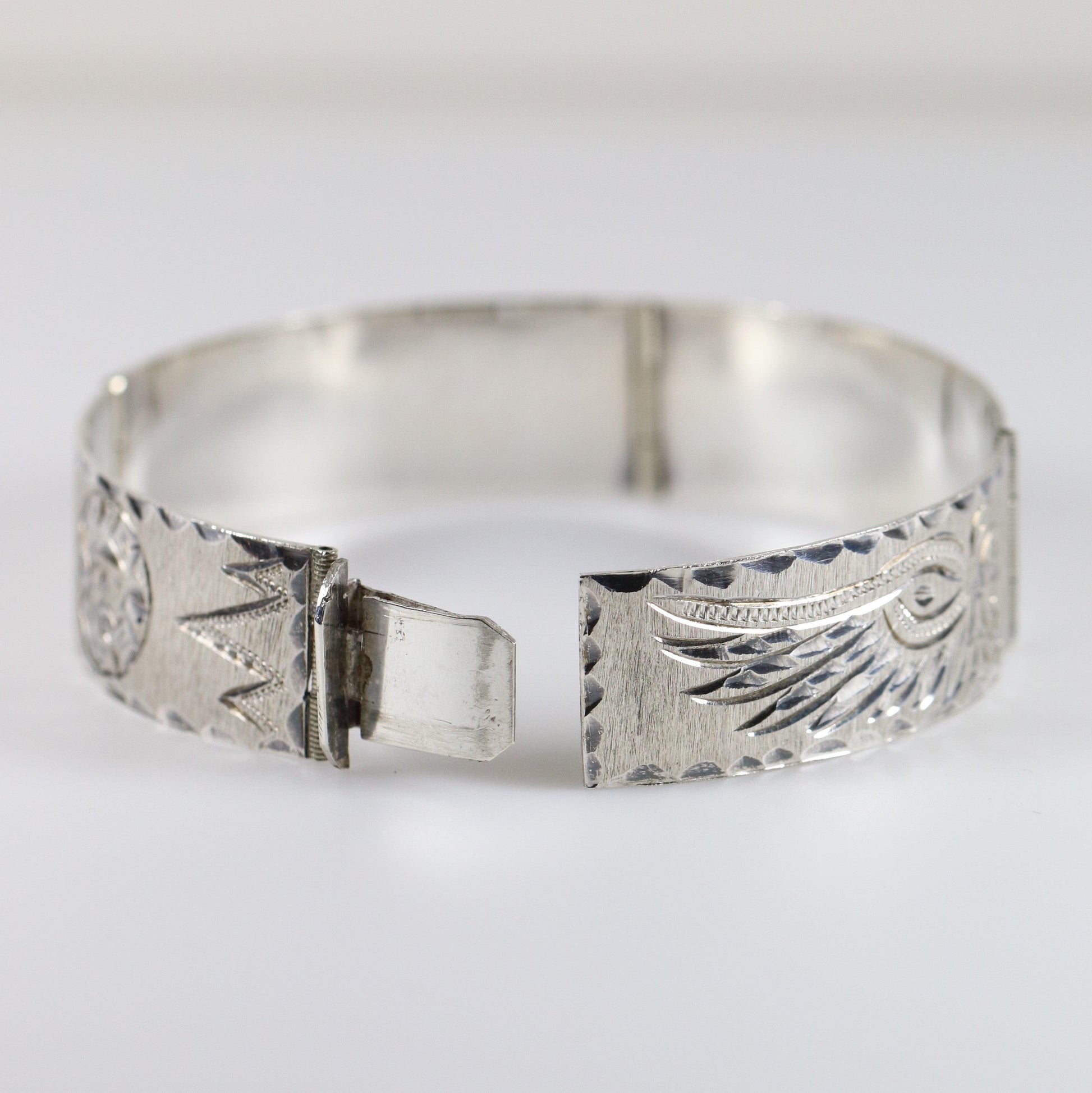 Vintage Handcrafted Silver Jewelry | Etched Sterling Silver Bangle - Carmel Fine Silver Jewelry